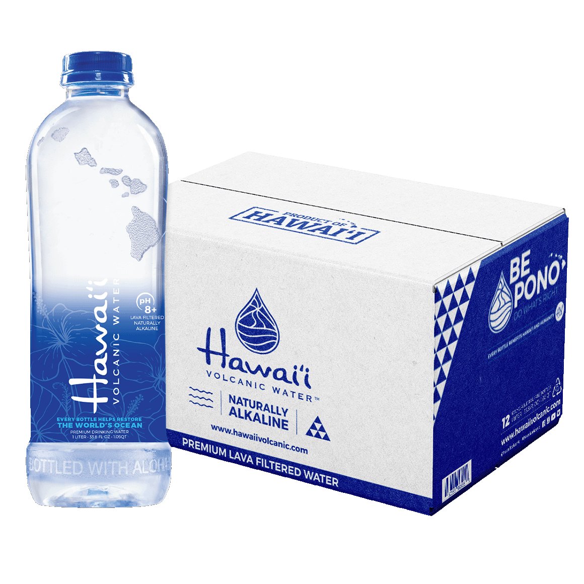 Hawaii Volcanic™ Naturally Alkaline Water 1L Plastic Bottle (12 Pack)