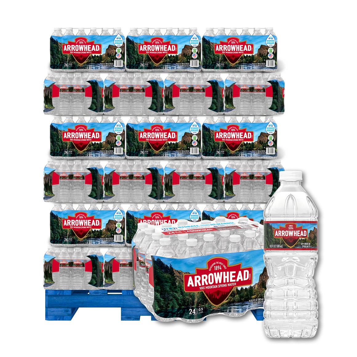 Arrowhead® Mountain Spring Water, 16.9 oz. Packs of 24, Pallet of 78 Cases