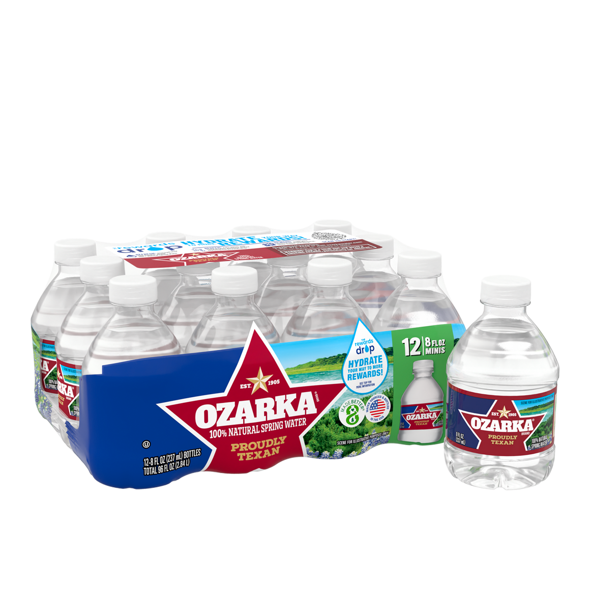 Ozarka® Natural Spring Water .5 Pint (8 oz.) - Bottle - Case of 12