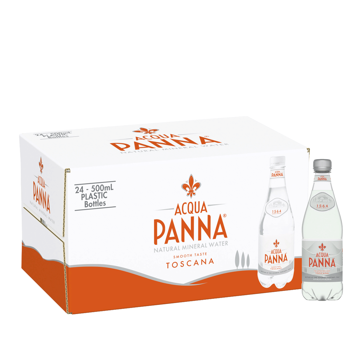 Acqua Panna® Natural Spring Water - Plastic, .5 Liter (16.9 oz.) - Bottle - Case of 24