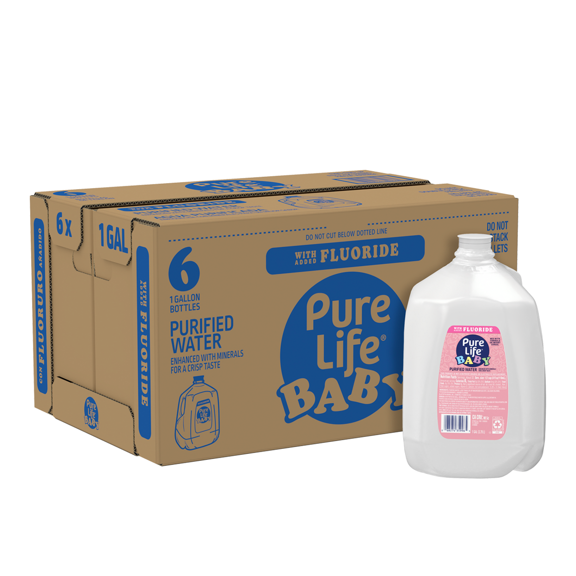 Pure Life® Baby Purified Water With Added Fluoride 1 Gallon Jug (6 Pack)