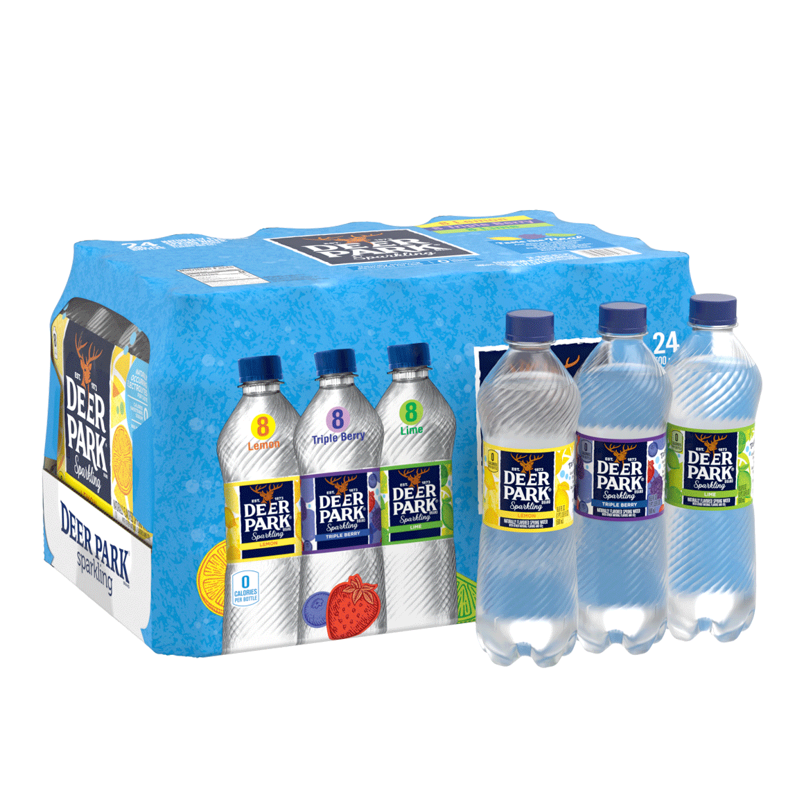 Deer Park Rainbow Flavored Sparkling Water Variety Pack, 16.9 oz. Bottles (Pack of 24)