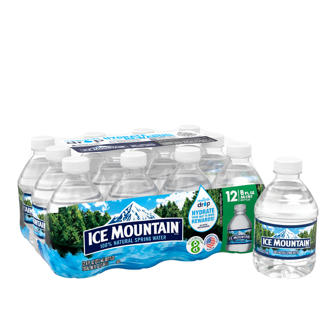 Ice Mountain® Spring Water .5 Pint (8 oz.) - Bottle - Case of 12