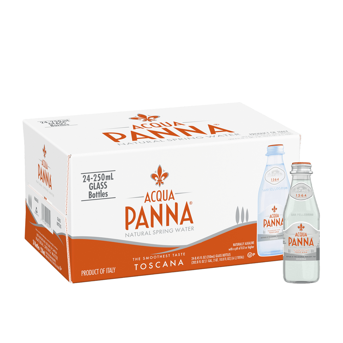 Acqua Panna® Natural Spring Water - Glass, 250 ml (8.4 oz.) - Bottle - Case of 24