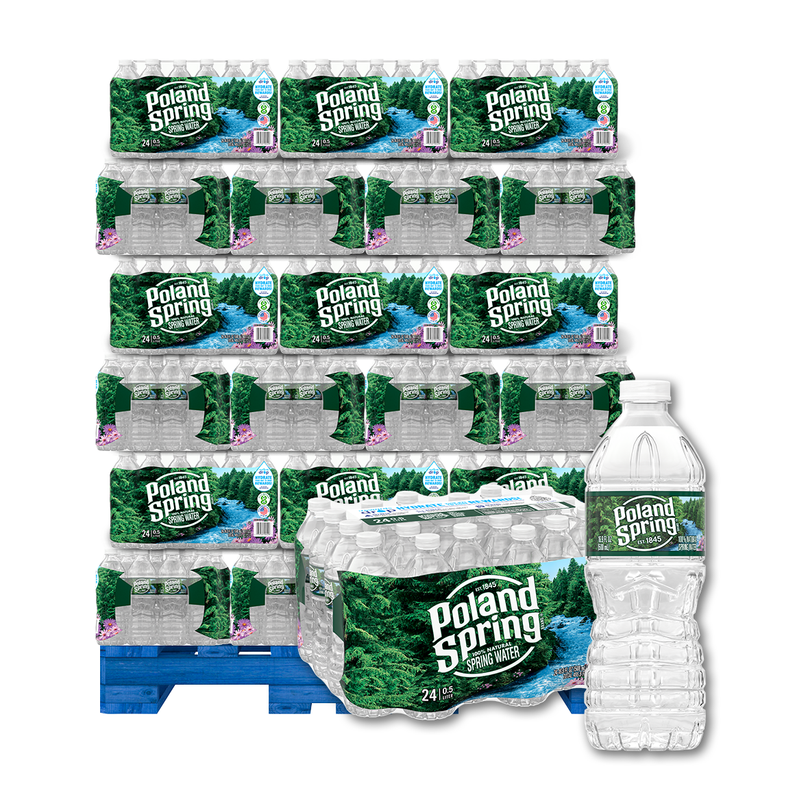 Poland Spring® 100% Natural Spring Water, 16.9 oz. Packs of 24, Pallet of 78 Cases