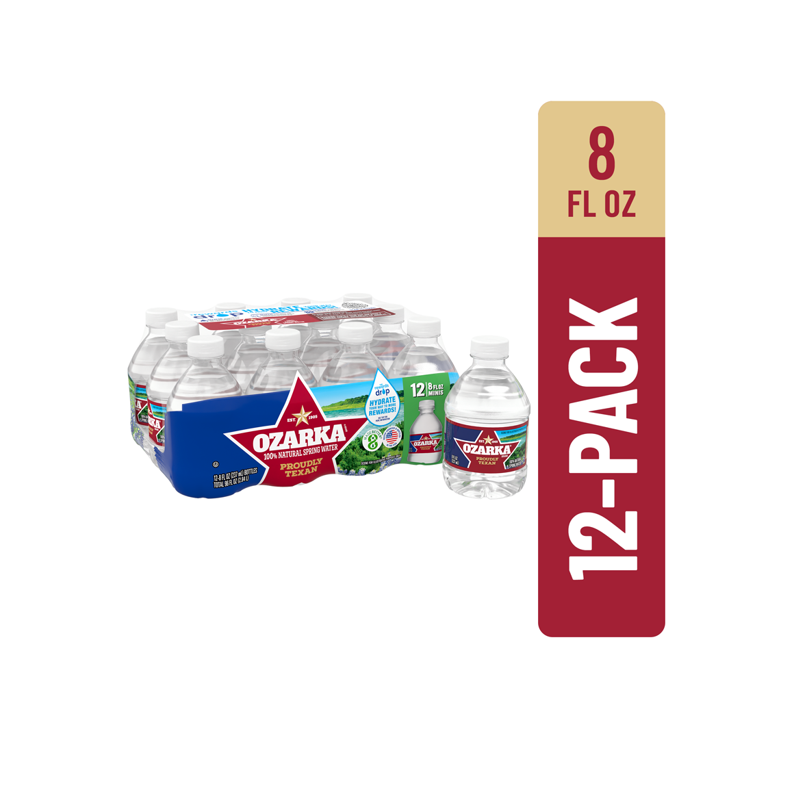 Ozarka® Natural Spring Water .5 Pint (8 oz.) - Bottle - Case of 12