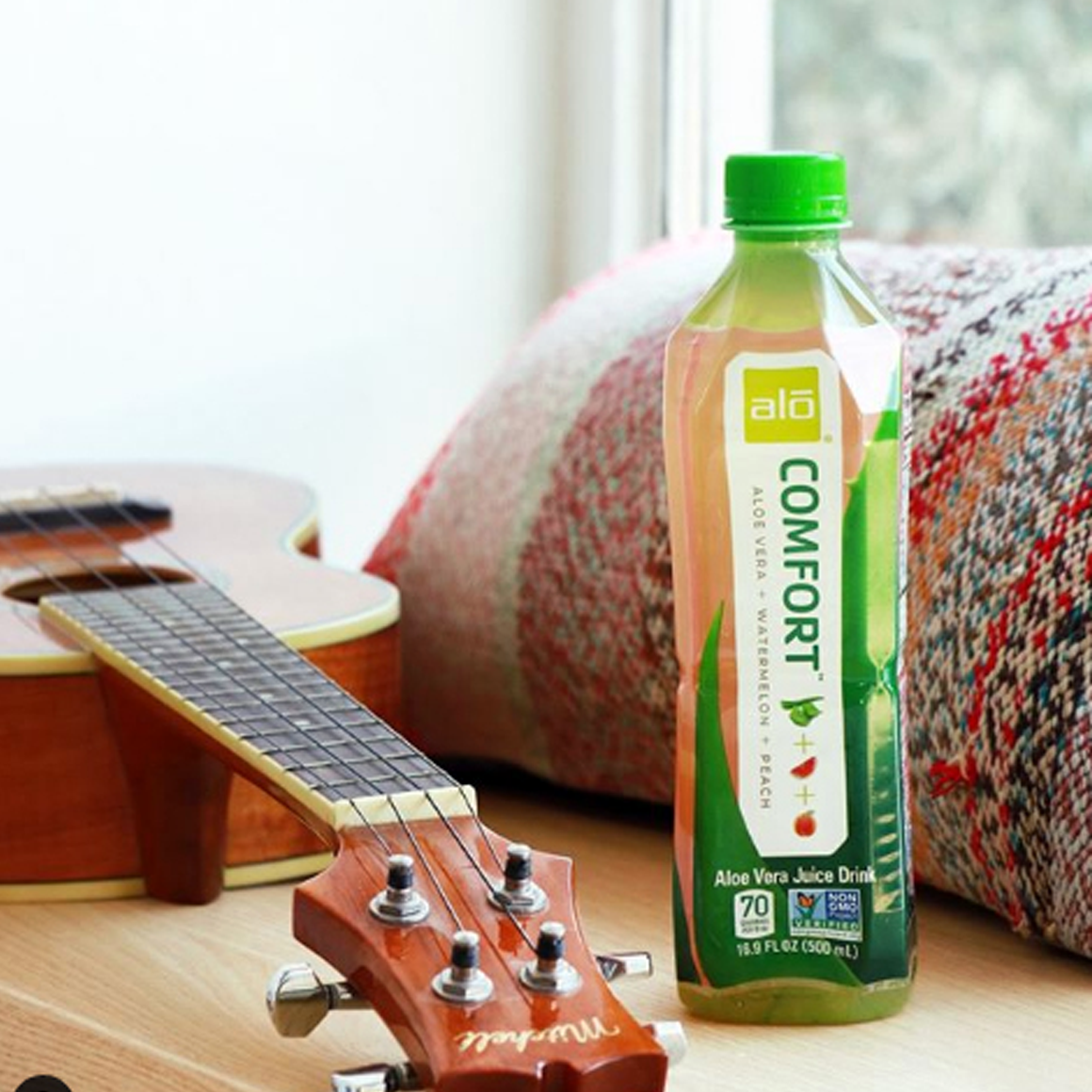 ALO® Comfort Aloe Vera Infused Beverage – Watermelon & Peach Flavor - 16.9 oz Bottles (12-Pack)