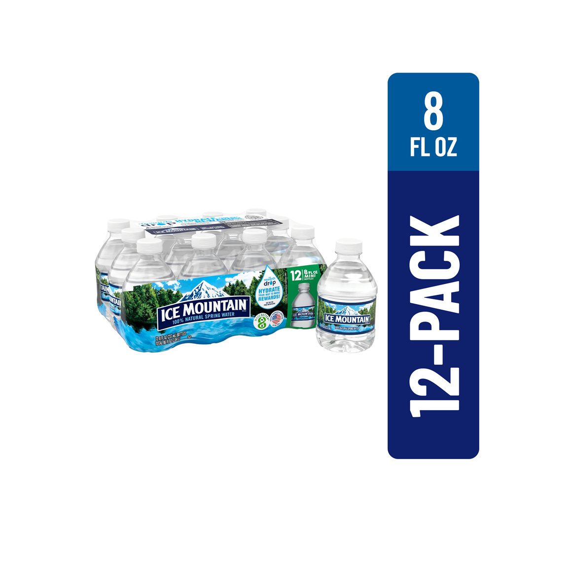Ice Mountain® Spring Water .5 Pint (8 oz.) - Bottle - Case of 12