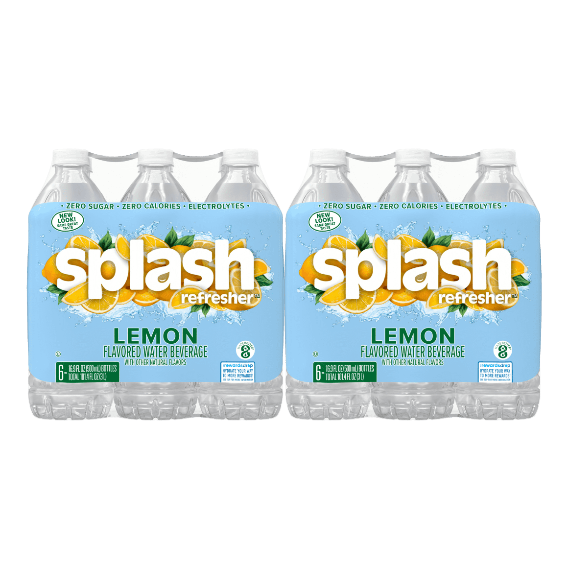 Splash Refresher™, Flavored Water Beverage, Lemon Flavor, 16.9 FL OZ Plastic Bottles (24 Count)