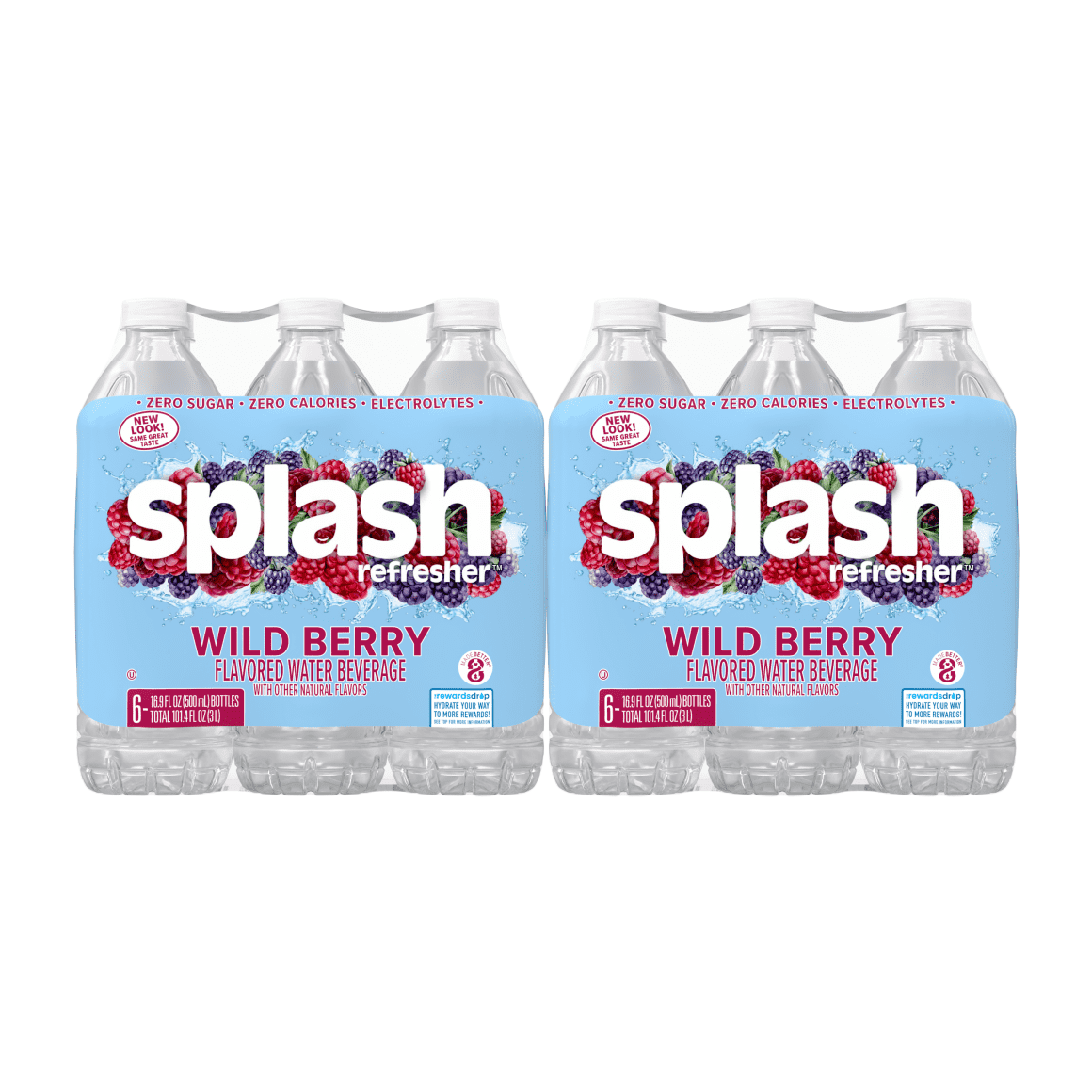 Splash Refresher™, Flavored Water Beverage, Wild Berry Flavor, 16.9 FL OZ Plastic Bottles (24 Count)