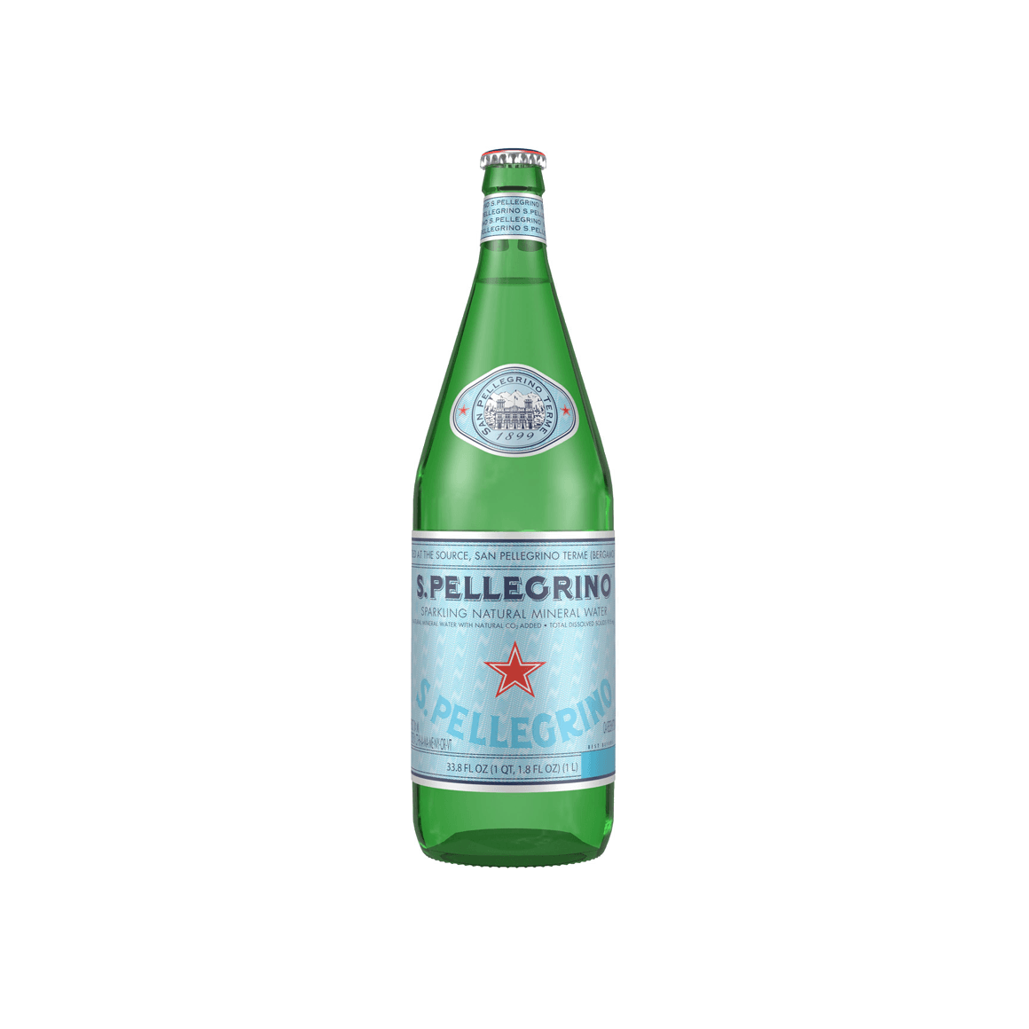 S.Pellegrino® Sparkling Natural Mineral Water Glass Bottle, 1 Liter  Bottle (12 pack)