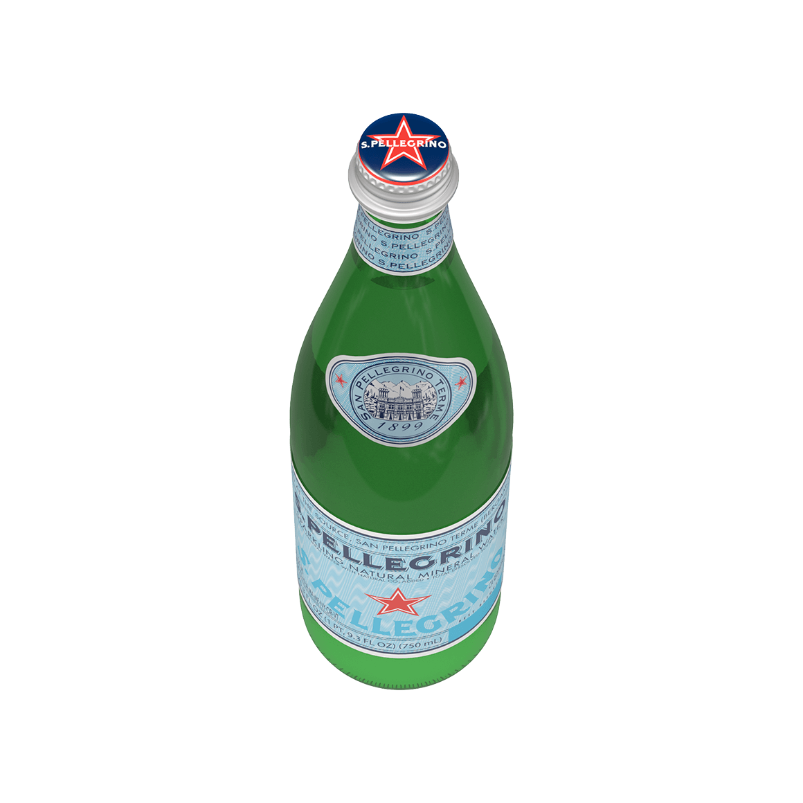 S.Pellegrino® Sparkling Natural Mineral Water - Glass - 750 ml (25.3 oz.) - Bottle - Case of 12