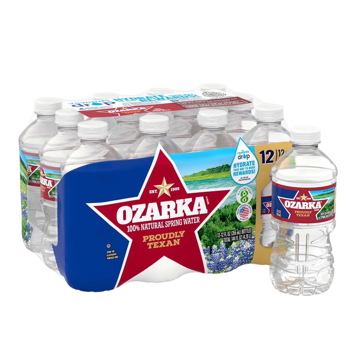 Ozarka® Spring Water 12 oz. - Bottle - Case of 12