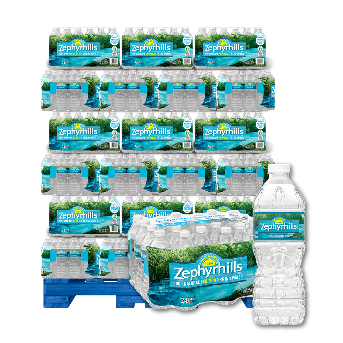 Zephyrhills® 100% Natural Spring Water, 16.9 oz. Packs of 24, Pallet of 78 Cases