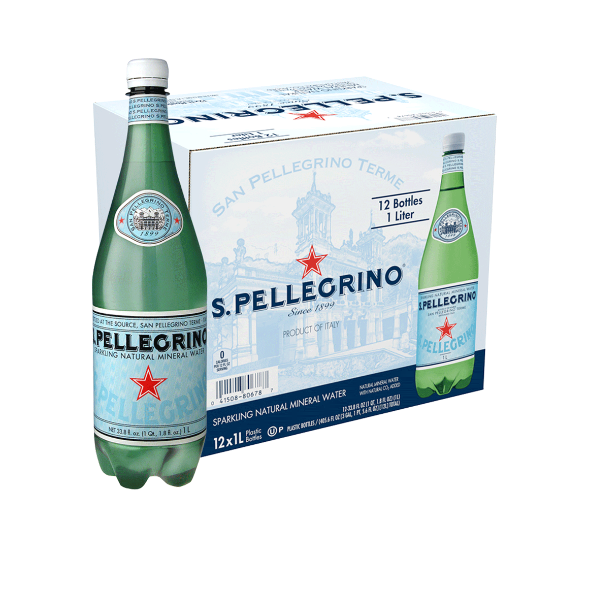 S.Pellegrino® Sparkling Natural Mineral Water Plastic Bottle, 1 Liter (33.8 oz.) - Bottle - Case of 12