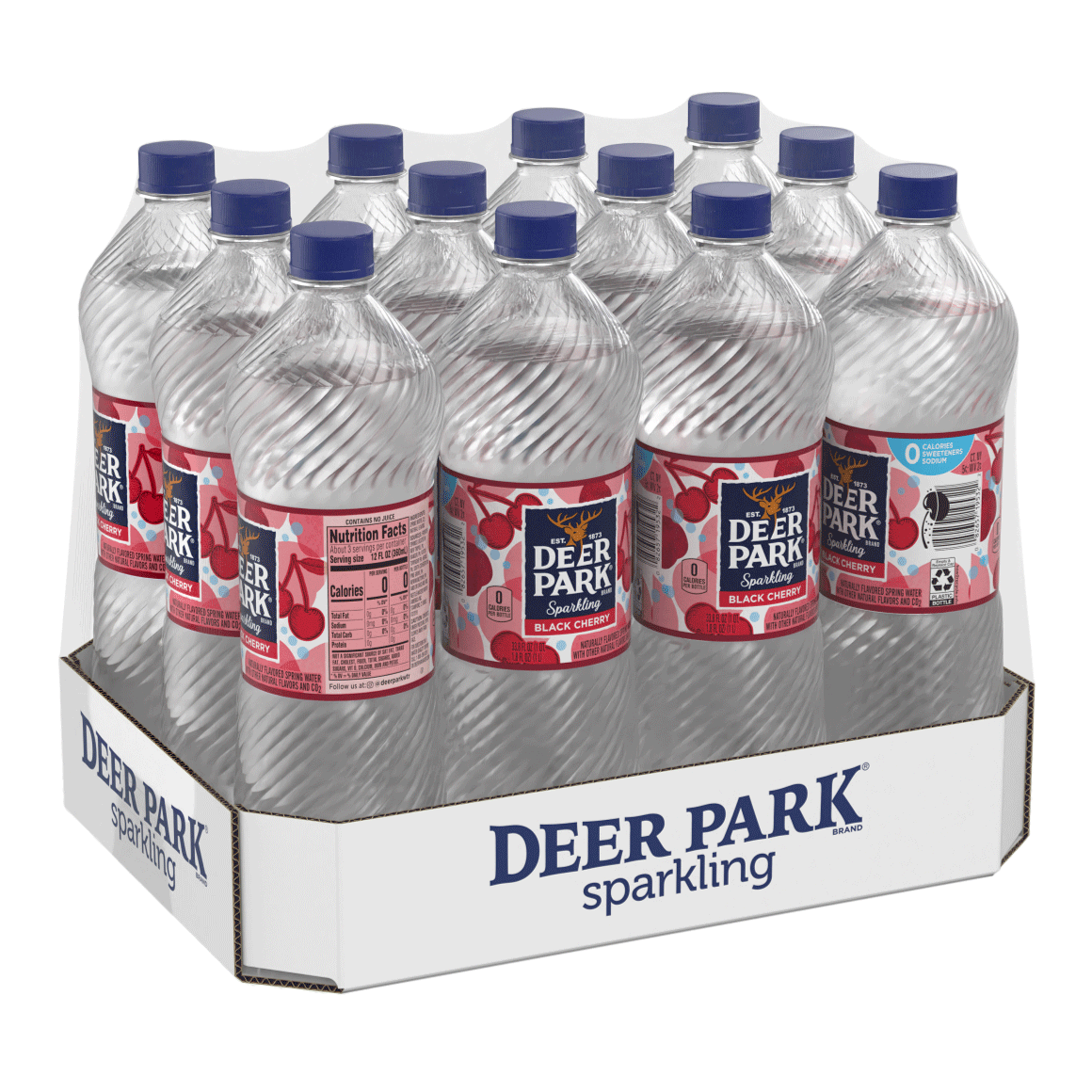 Deer Park Sparkling Water, Black Cherry, 33.8 oz. Bottles (Pack of 12)
