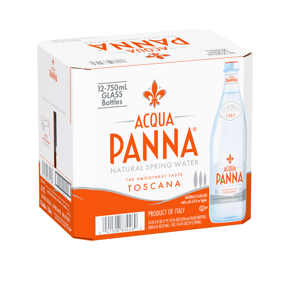 Acqua Panna® Natural Spring Water - Glass, 750 ml (25.3 oz.) - Bottle - Case of 12