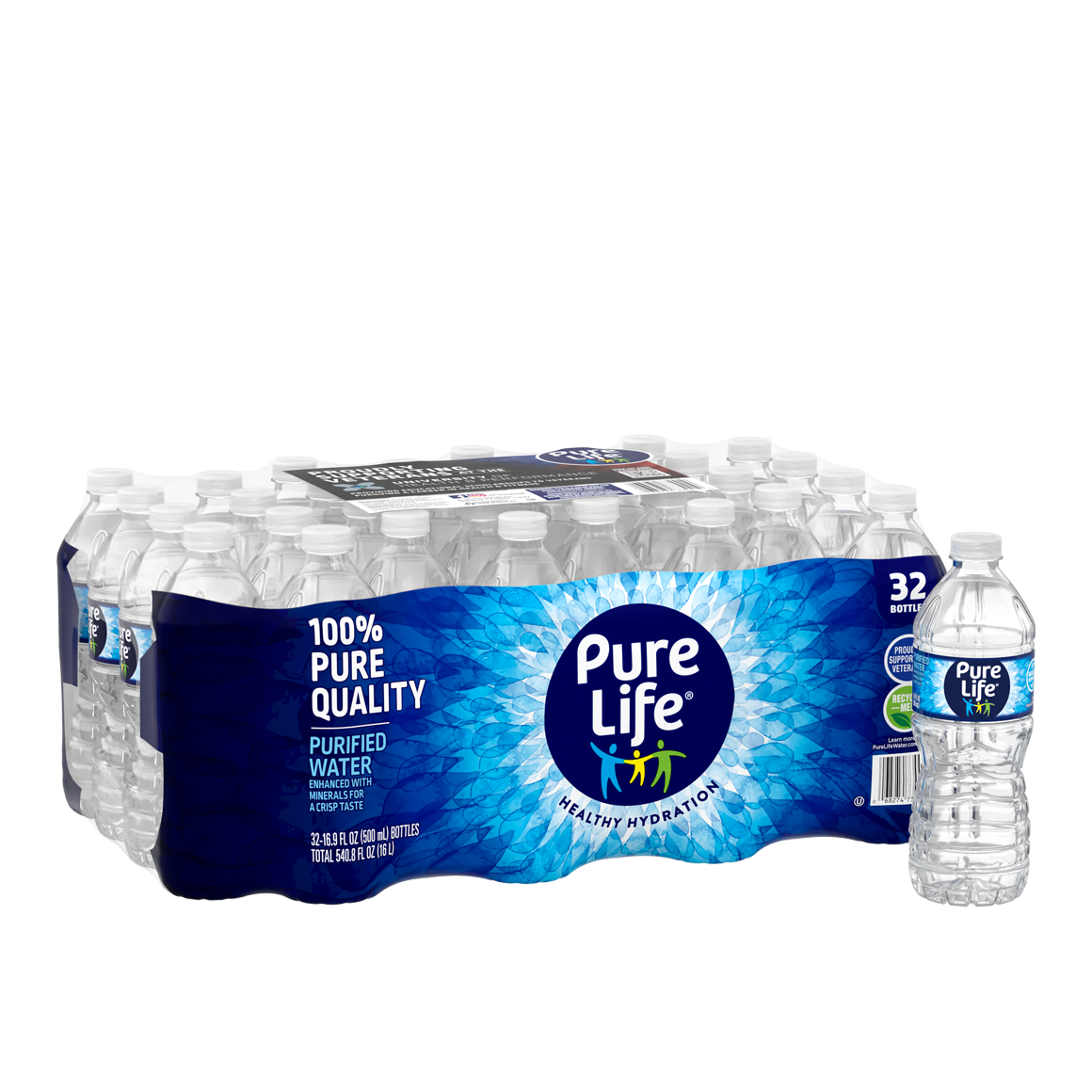 Pure Life® Purified Water 16.9 Fl Oz Plastic Bottle (32 Pack)