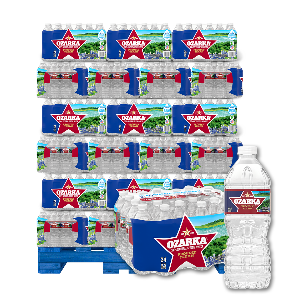 Ozarka® 100% Natural Spring Water, 16.9 oz. Packs of 24, Pallet of 78 Cases