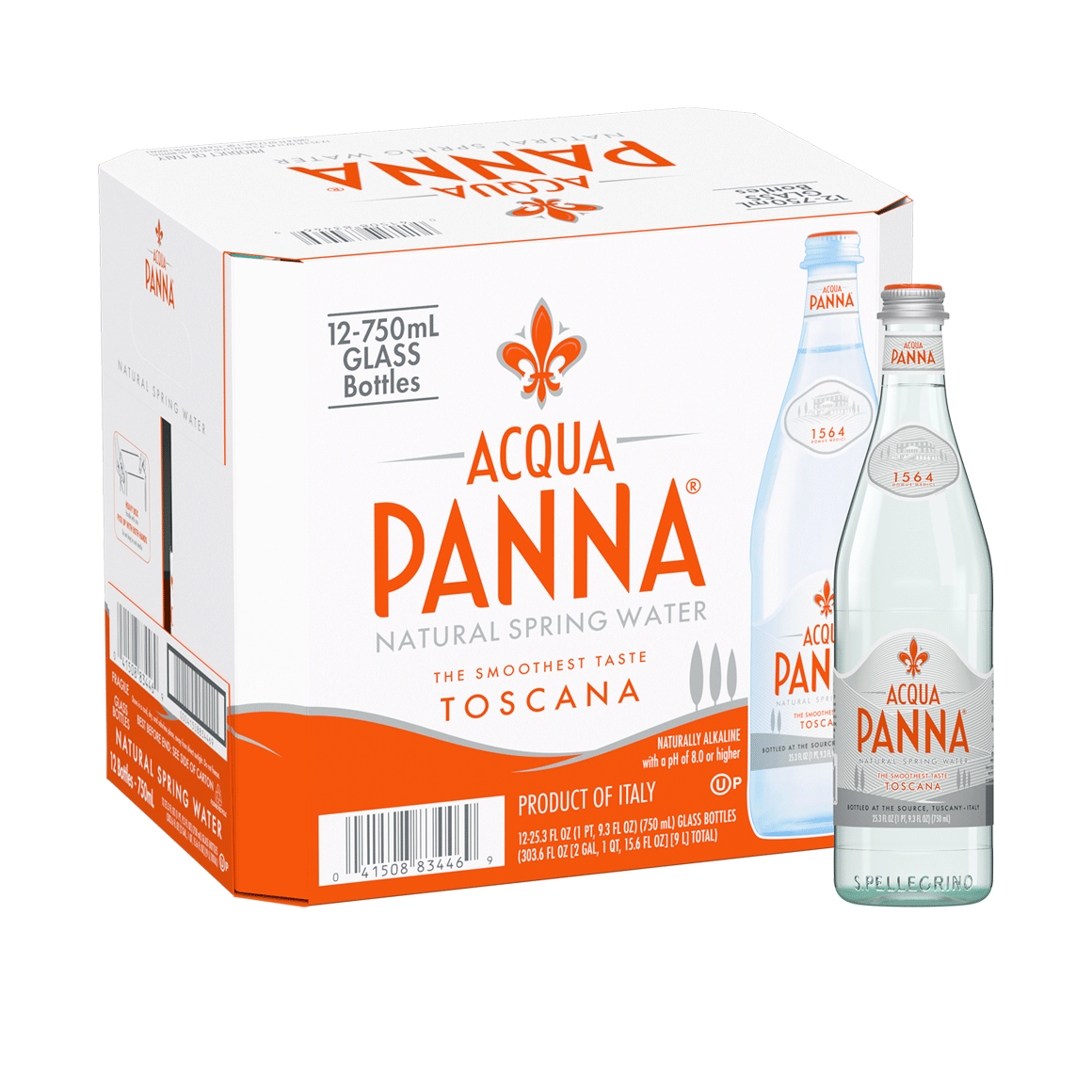 Acqua Panna® Natural Spring Water - Glass, 750 ml (25.3 oz.) - Bottle - Case of 12