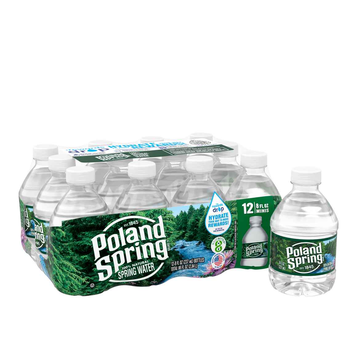 Poland Spring® Brand Spring Water .5 Pint (8 oz.) - Bottle - Case of 12
