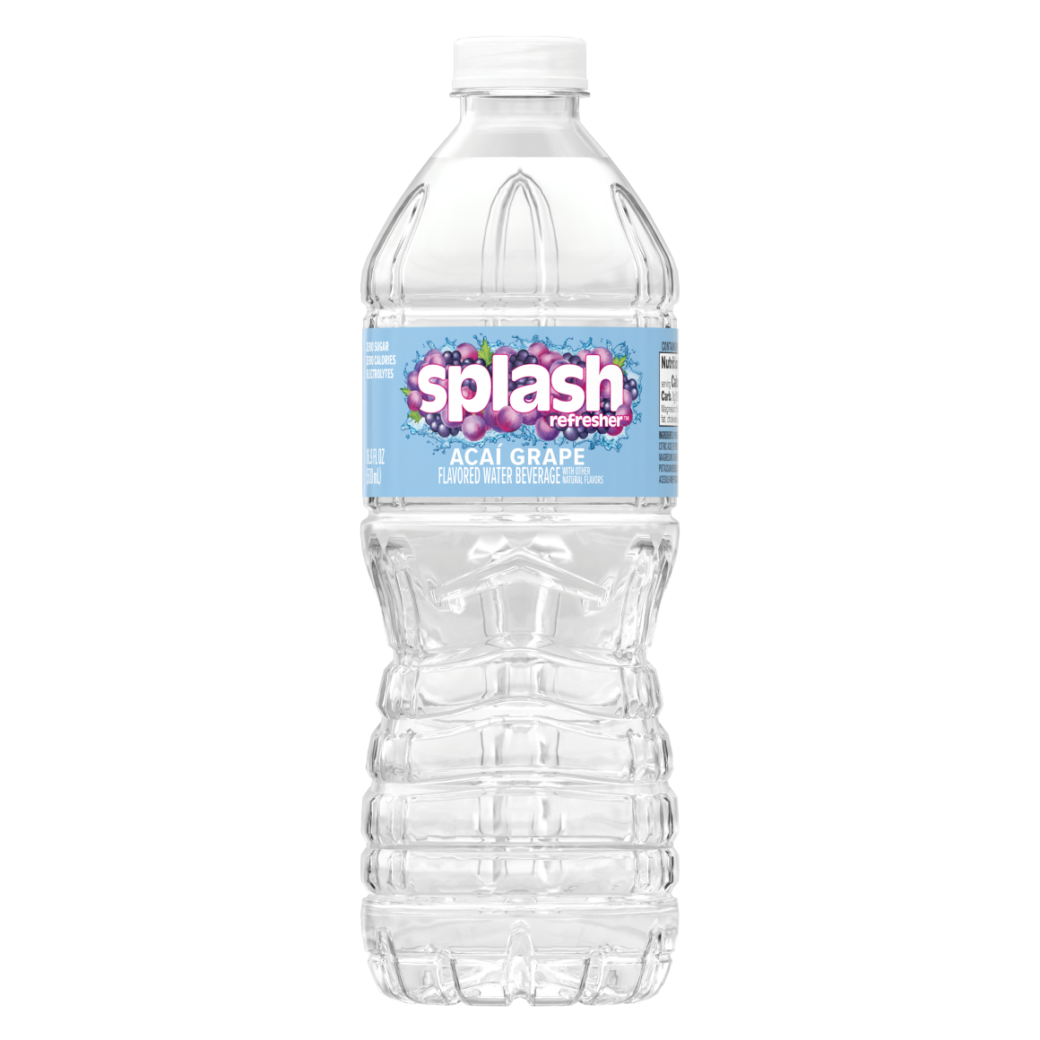 Splash Refresher™, Flavored Water Beverage, Acai Grape Flavor, 16.9 FL OZ Plastic Bottles (24 Count)
