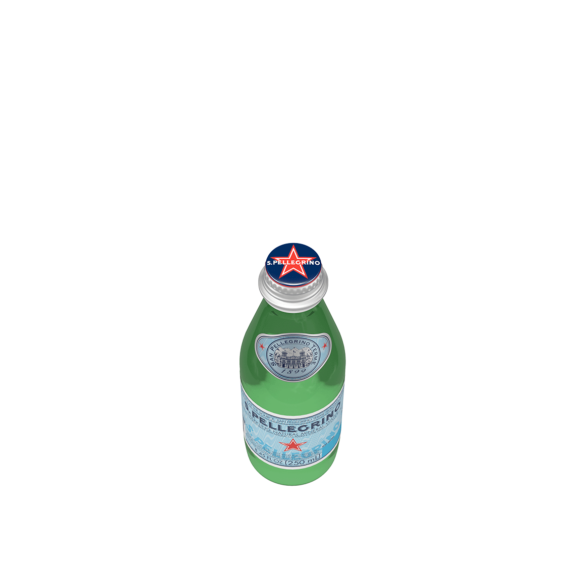S.Pellegrino® Sparkling Natural Mineral Water - Glass - 250 ml (8.4 oz.) - Bottle - Case of 24