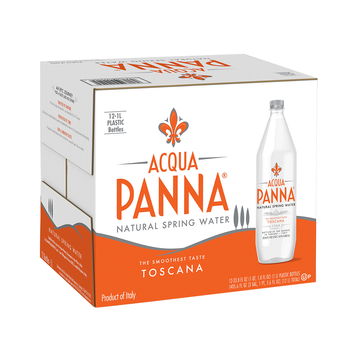 Acqua Panna® Natural Spring Water - Plastic, 1 Liter (33.8 oz.) - Bottle - Case of 12