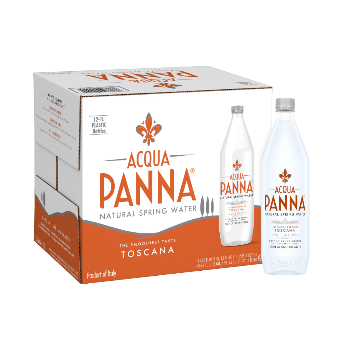 Acqua Panna® Natural Spring Water - Plastic, 1 Liter (33.8 oz.) - Bottle - Case of 12