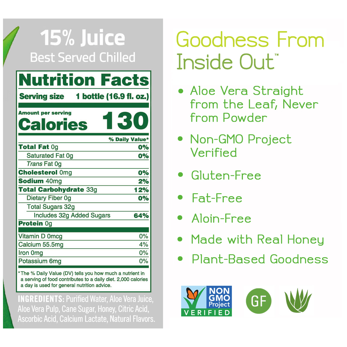 ALO® Exposed Aloe Vera Infused Beverage – Original Flavor with Honey - 16.9 oz Bottles (12-Pack)