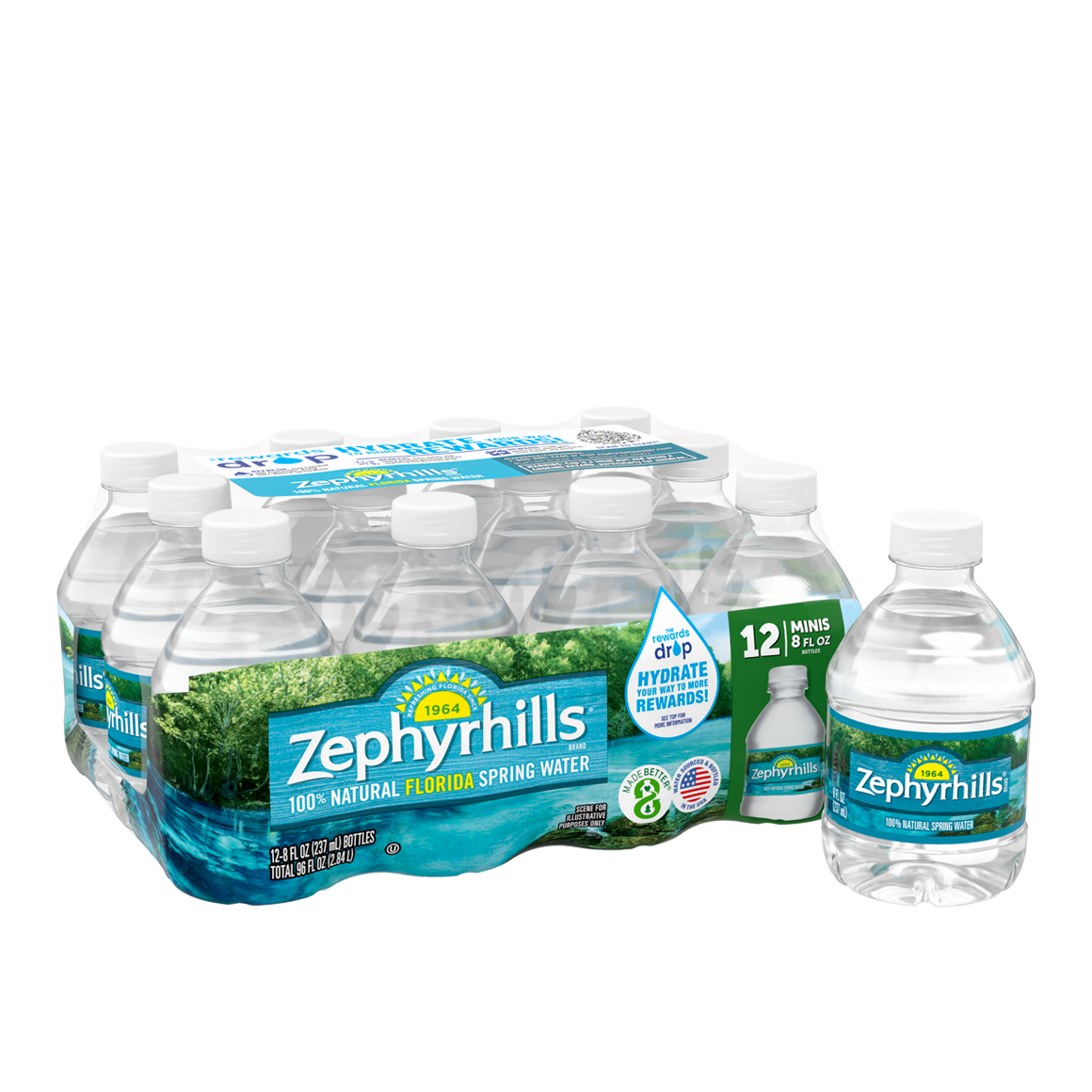 Zephyrhills® Florida Spring Water .5 Pint (8 oz.) - Bottle - Case of 12