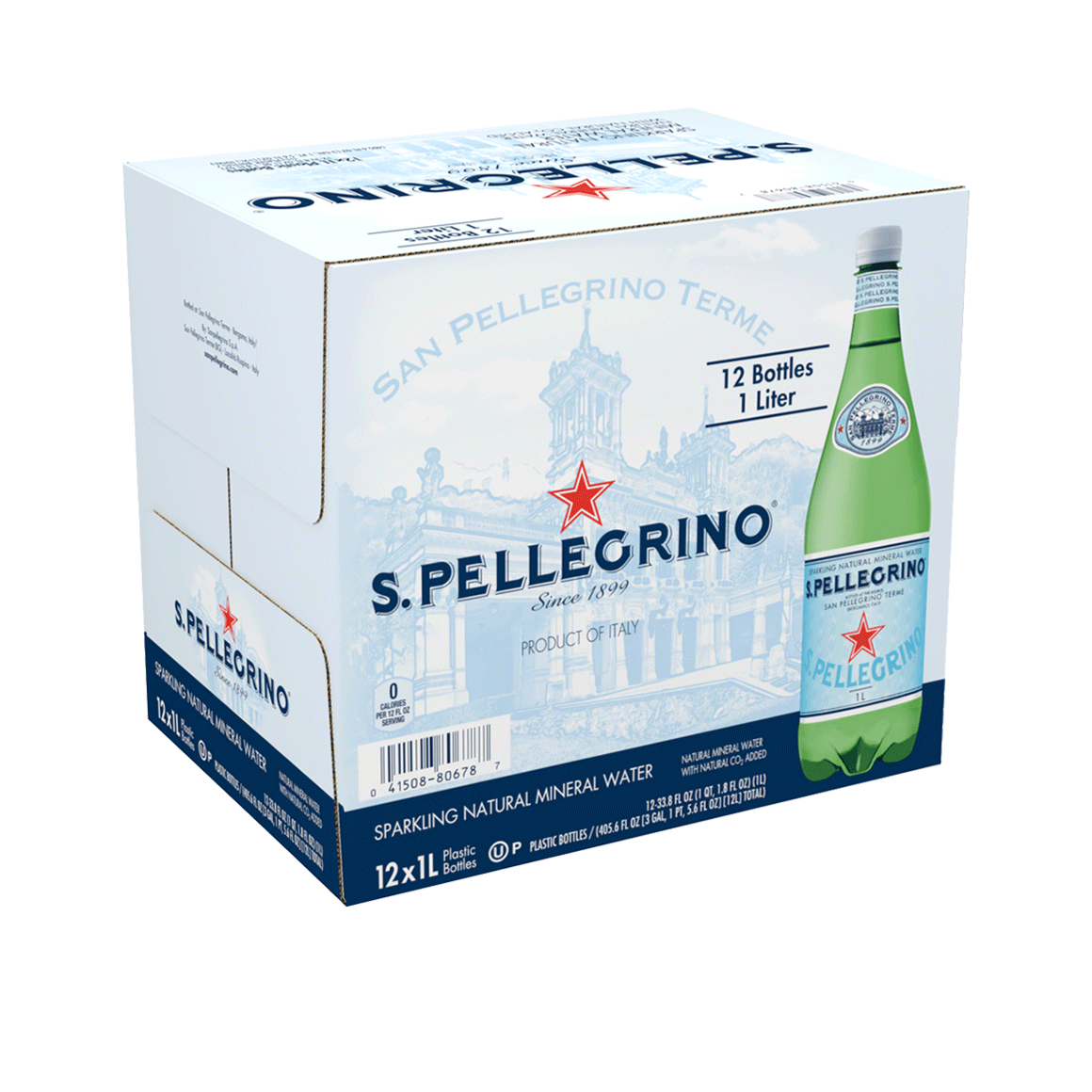 S.Pellegrino® Sparkling Natural Mineral Water Plastic Bottle, 1 Liter (33.8 oz.) - Bottle - Case of 12