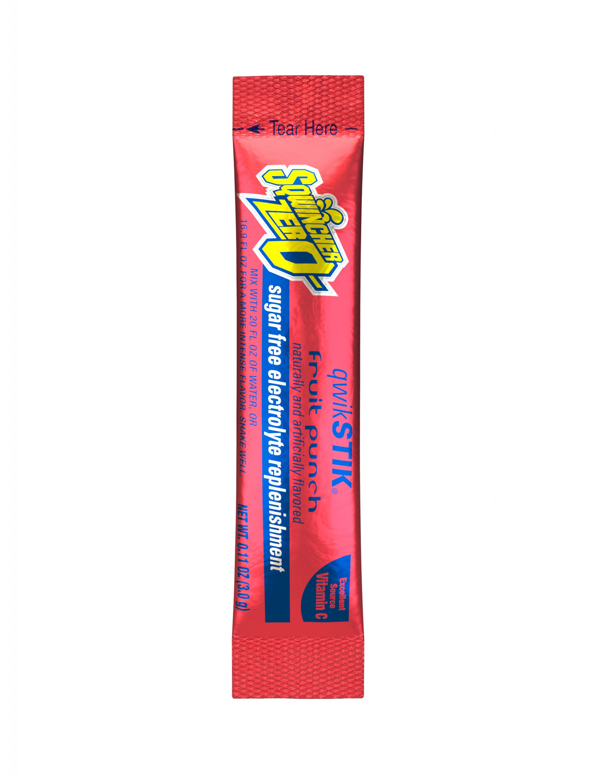 Sqwincher® Qwik Stik®, Fruit Punch, ZERO Sugar Free, 20oz Yield Powder Mixes, Pack of 50