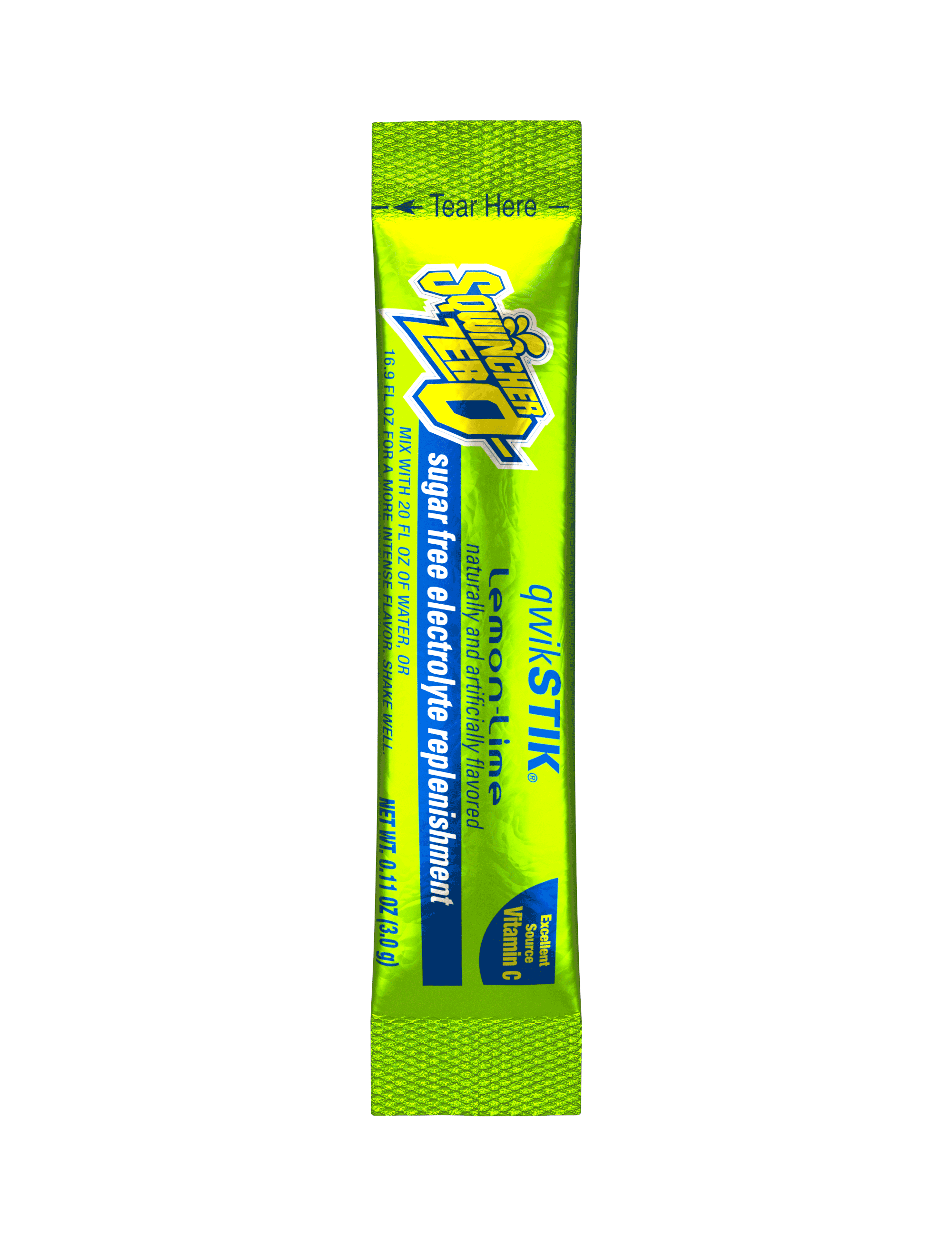 Sqwincher® Qwik Stik®, Lemon Lime, ZERO Sugar Free, 20oz Yield Powder Mixes, Pack of 50
