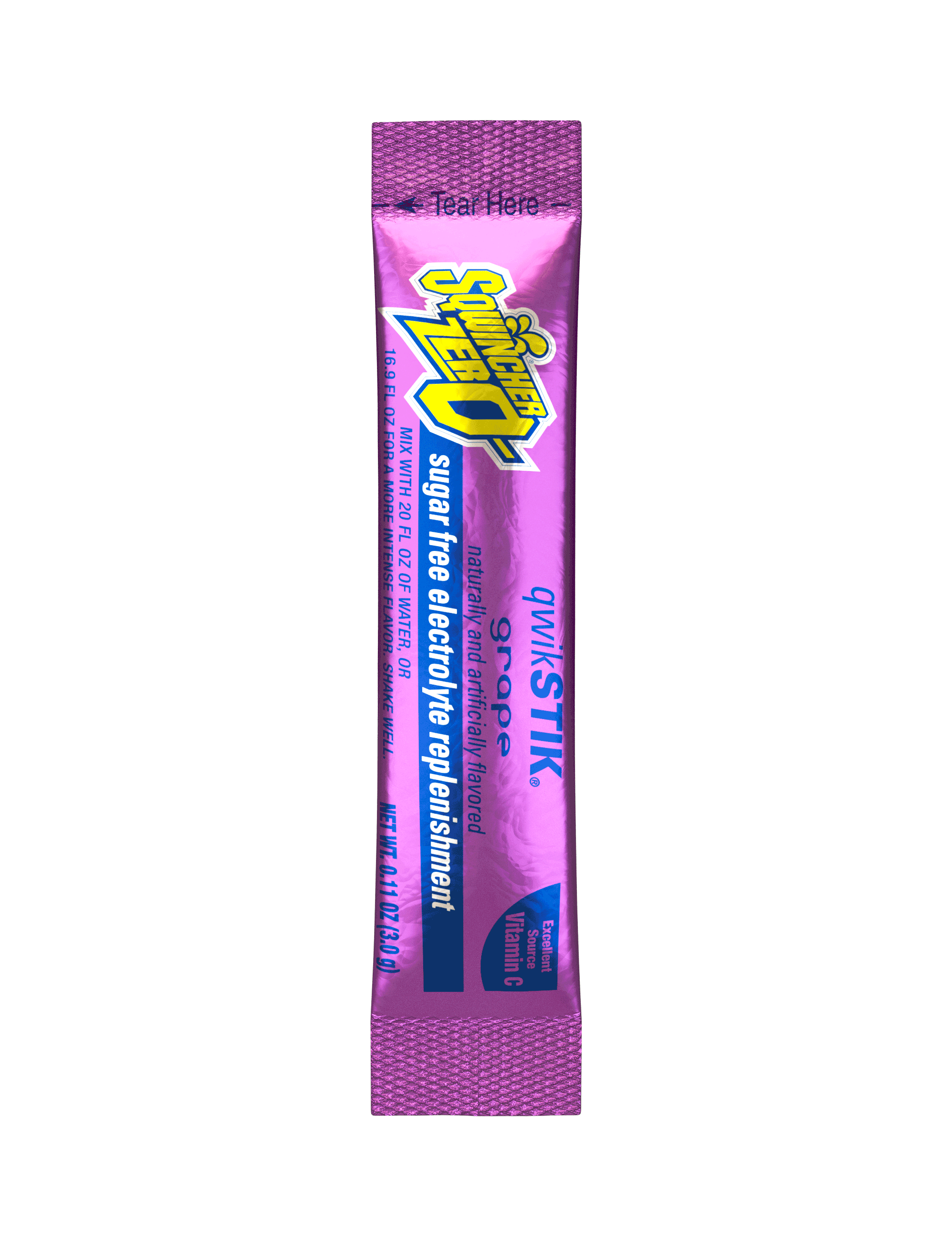 Sqwincher® Qwik Stik®, Grape, ZERO Sugar Free, 20oz Yield Powder Mixes, Pack of 50