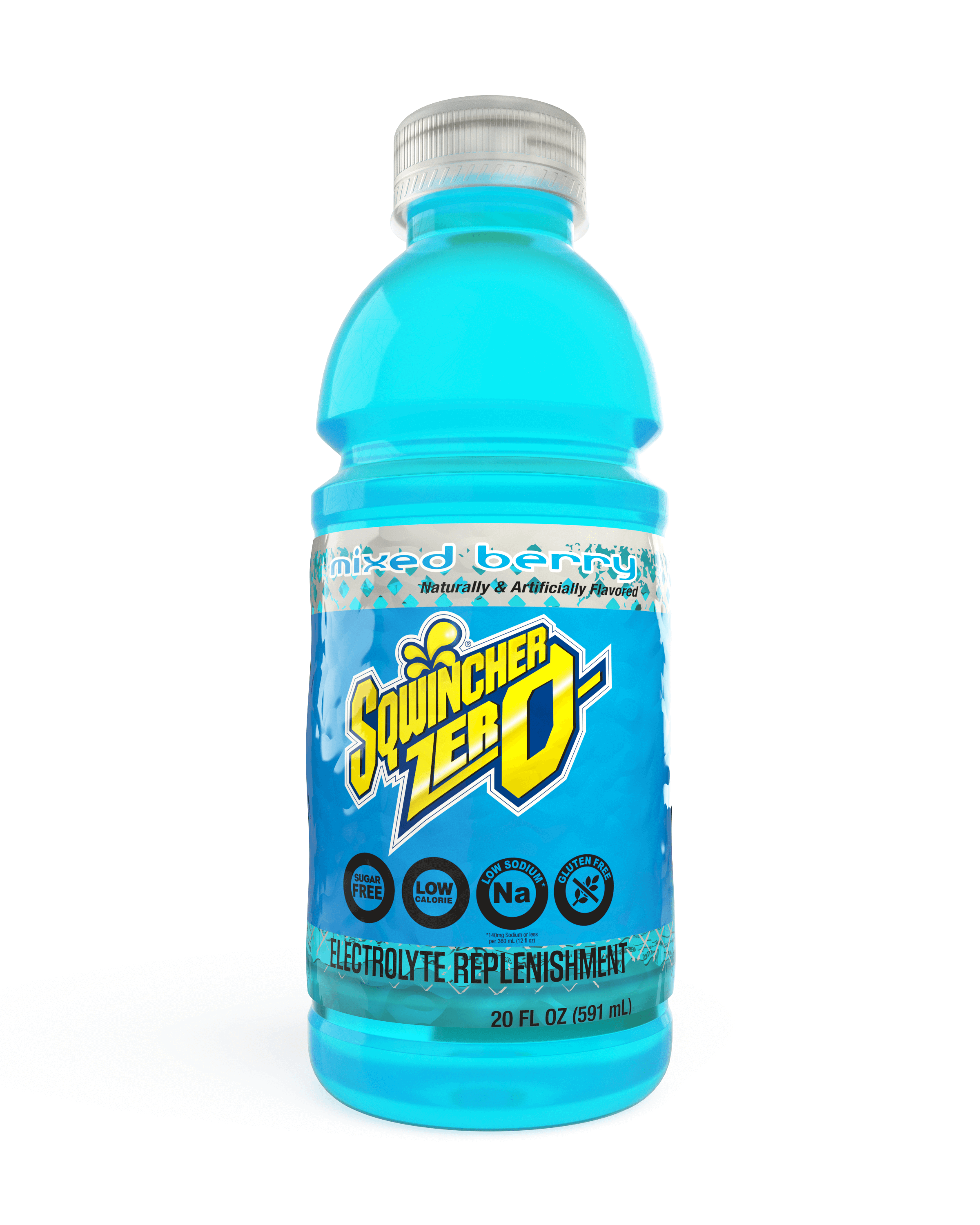 Sqwincher®, Mixed Berry Zero, 20oz, Wide mouth, Pack of 24