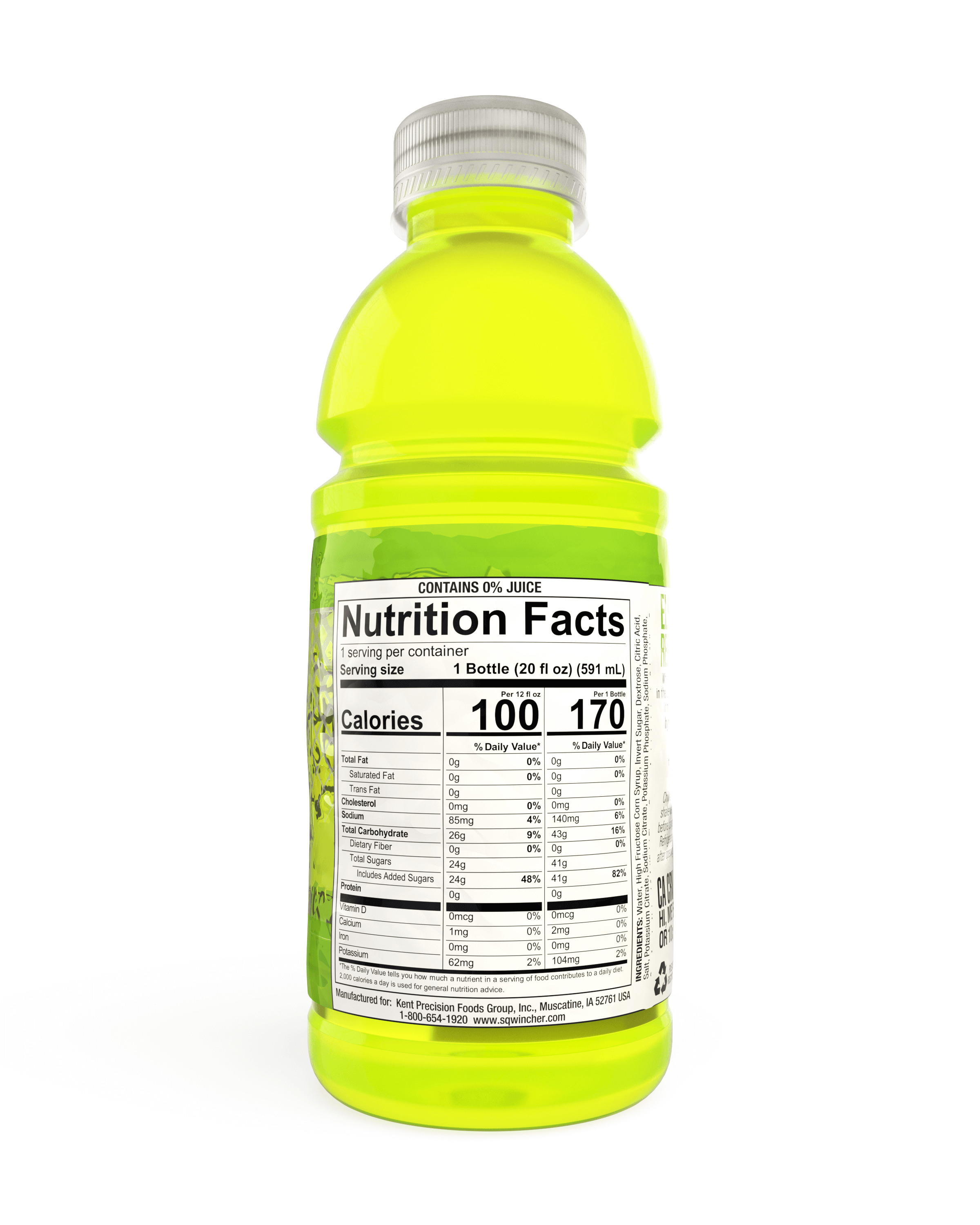 Sqwincher®, Lemon Lime, 20oz, Wide mouth, Pack of 24