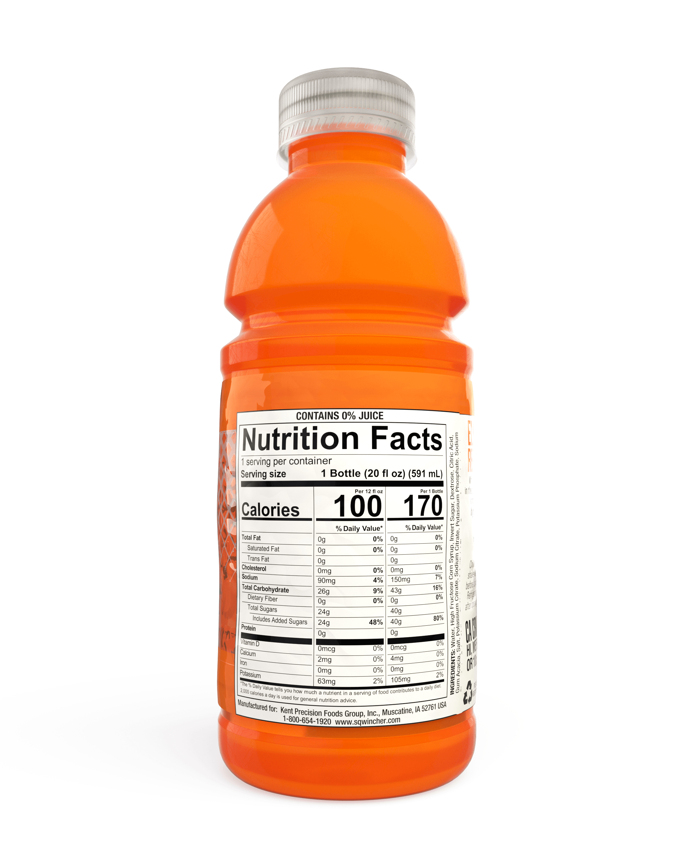 Sqwincher®, Orange, 20oz, Wide mouth, Pack of 24