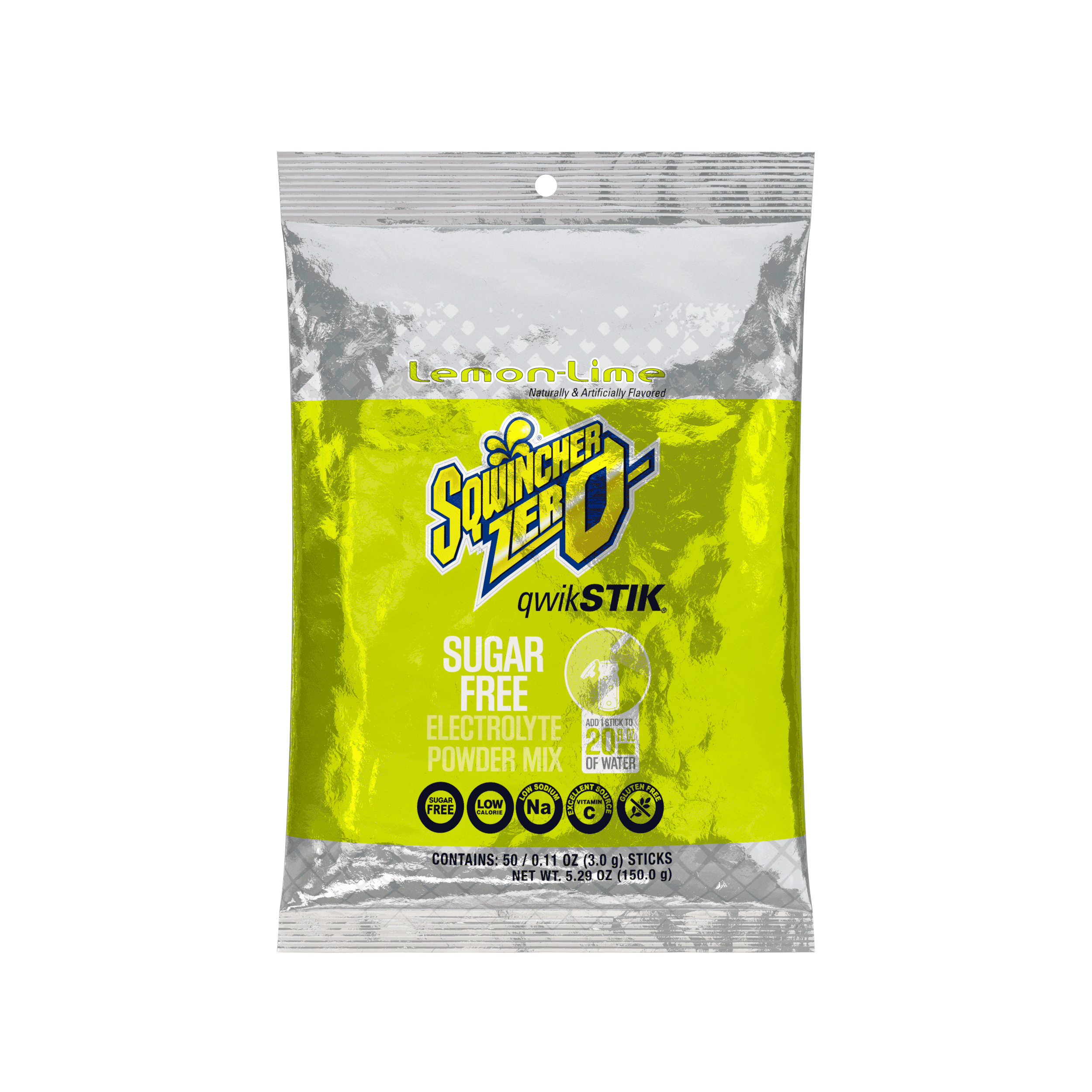 Sqwincher® Qwik Stik®, Lemon Lime, ZERO Sugar Free, 20oz Yield Powder Mixes, Pack of 50