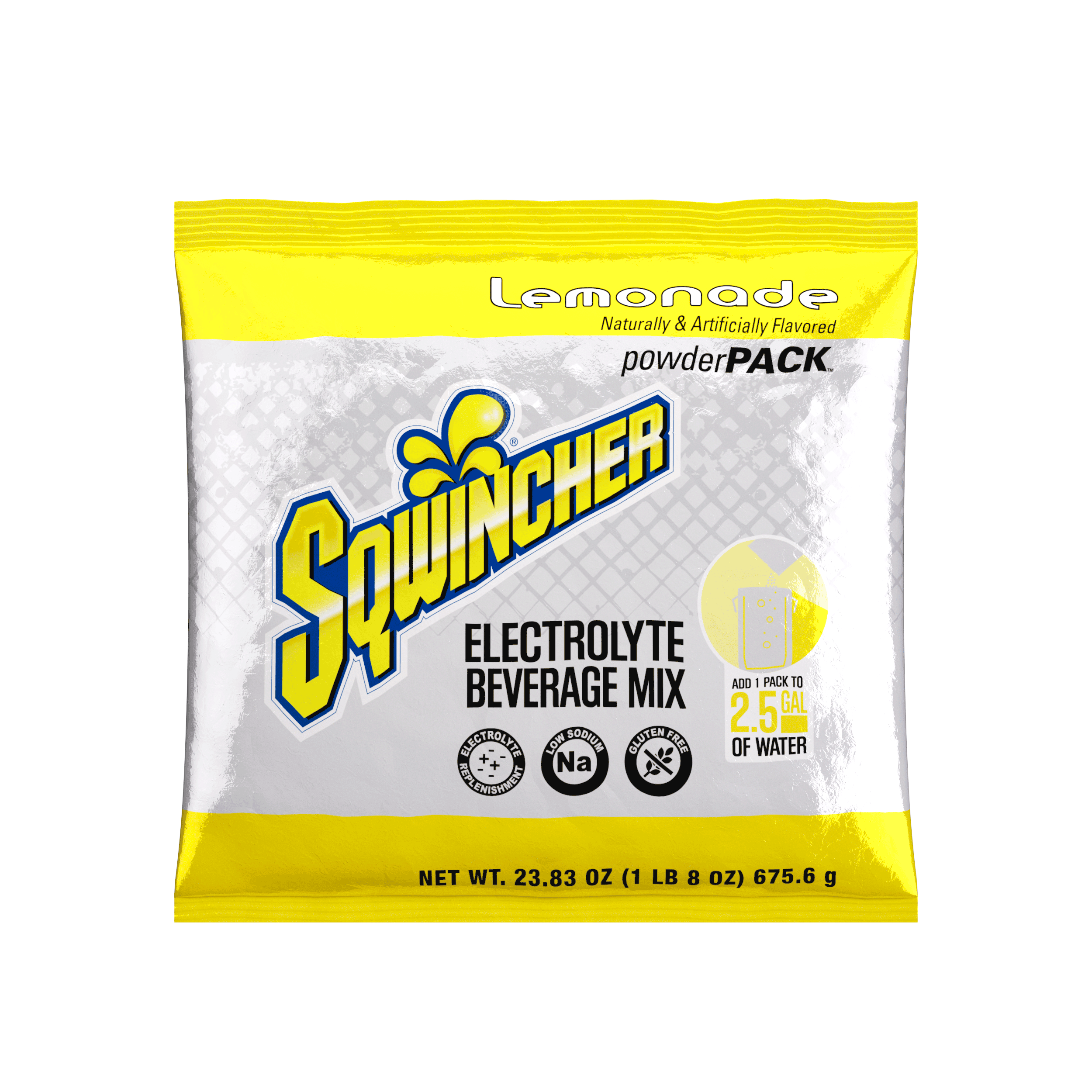 Sqwincher® Powder Pack™, Lemonade, 2.5 Gallon Yield Powder Mixes