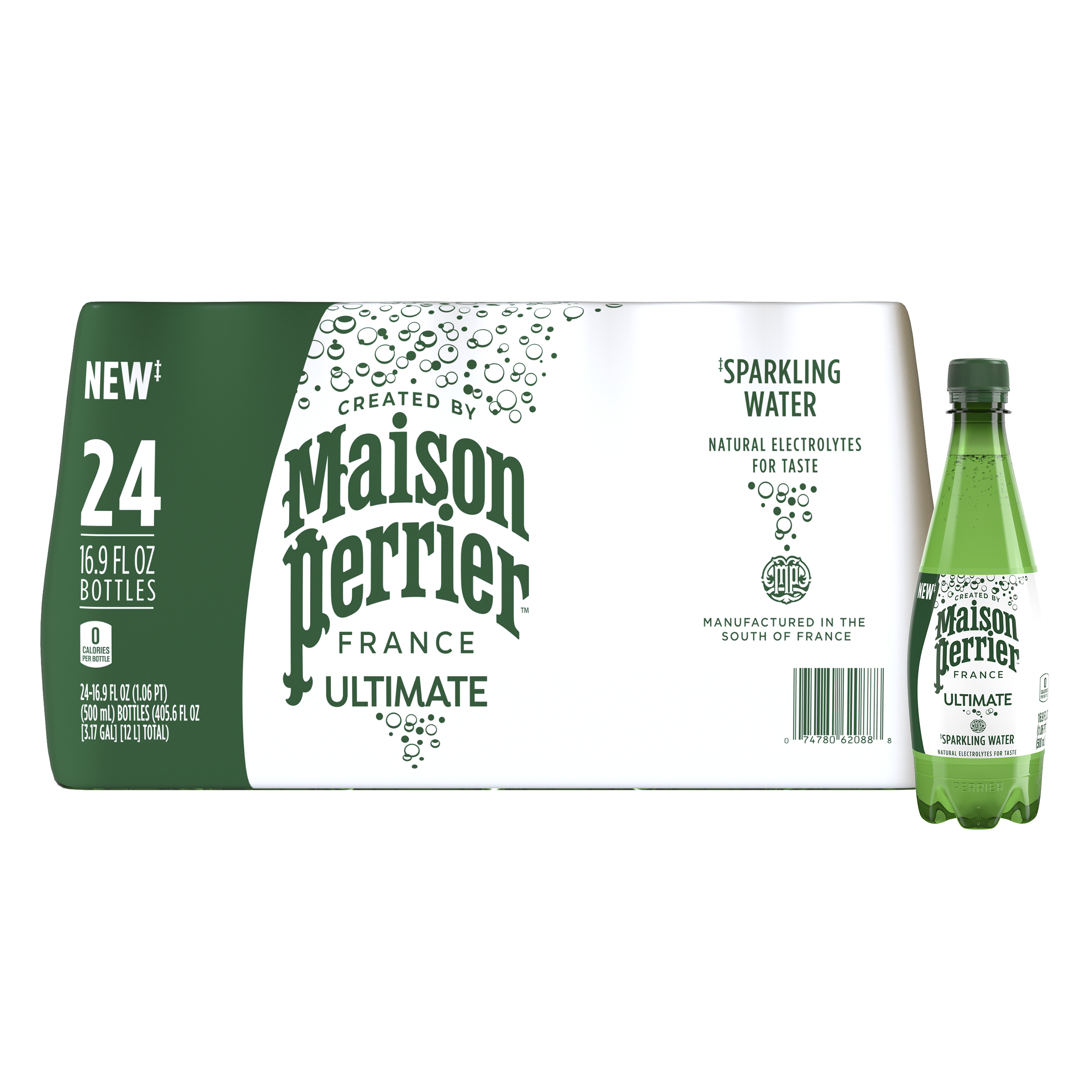 Maison Perrier Ultimate Unflavored Sparkling Water 0.5 Liter Plastic Bottles (24 Pack)