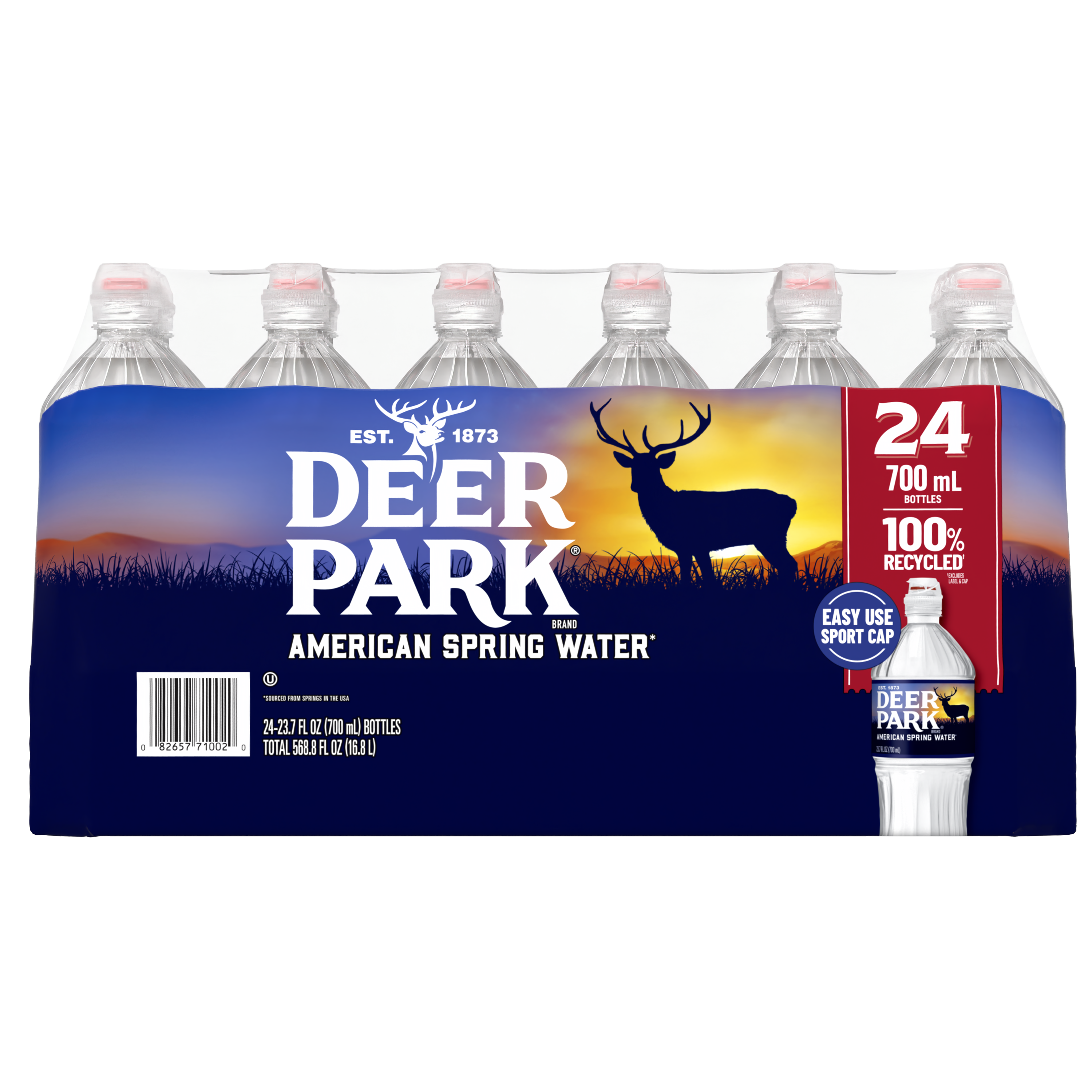 Deer Park® Spring Water Sport Cap 700 ml (23.6 fl oz) - Bottle - Case of 24