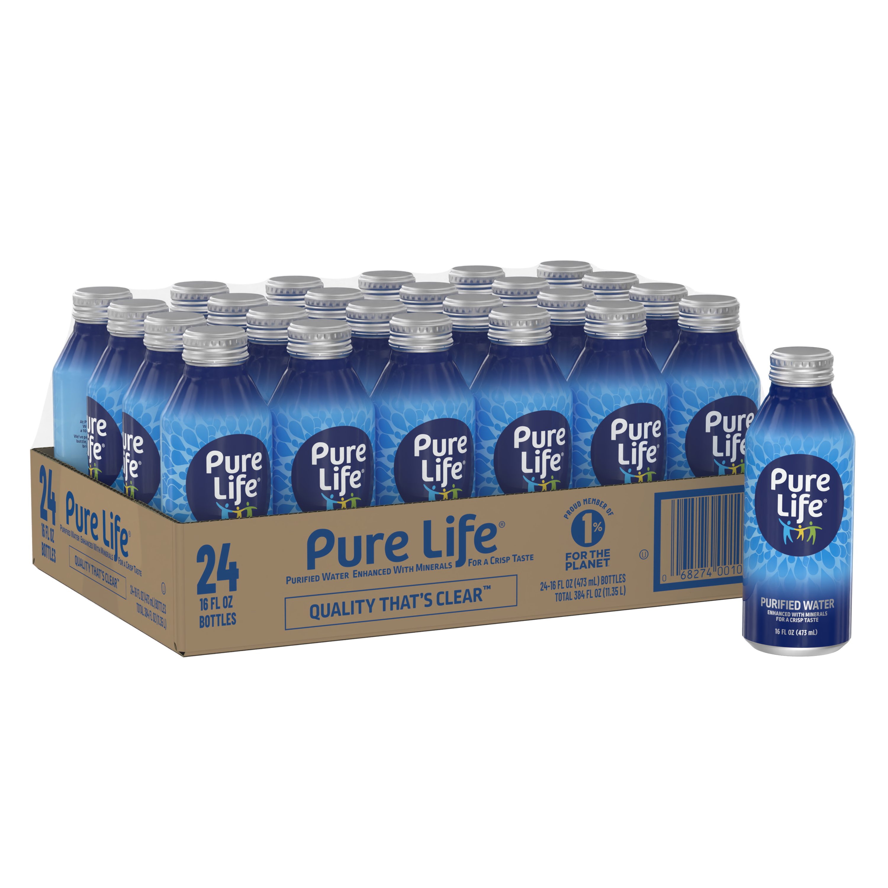 Pure Life® Purified Water Aluminum Bottle 16oz (24 Pack)