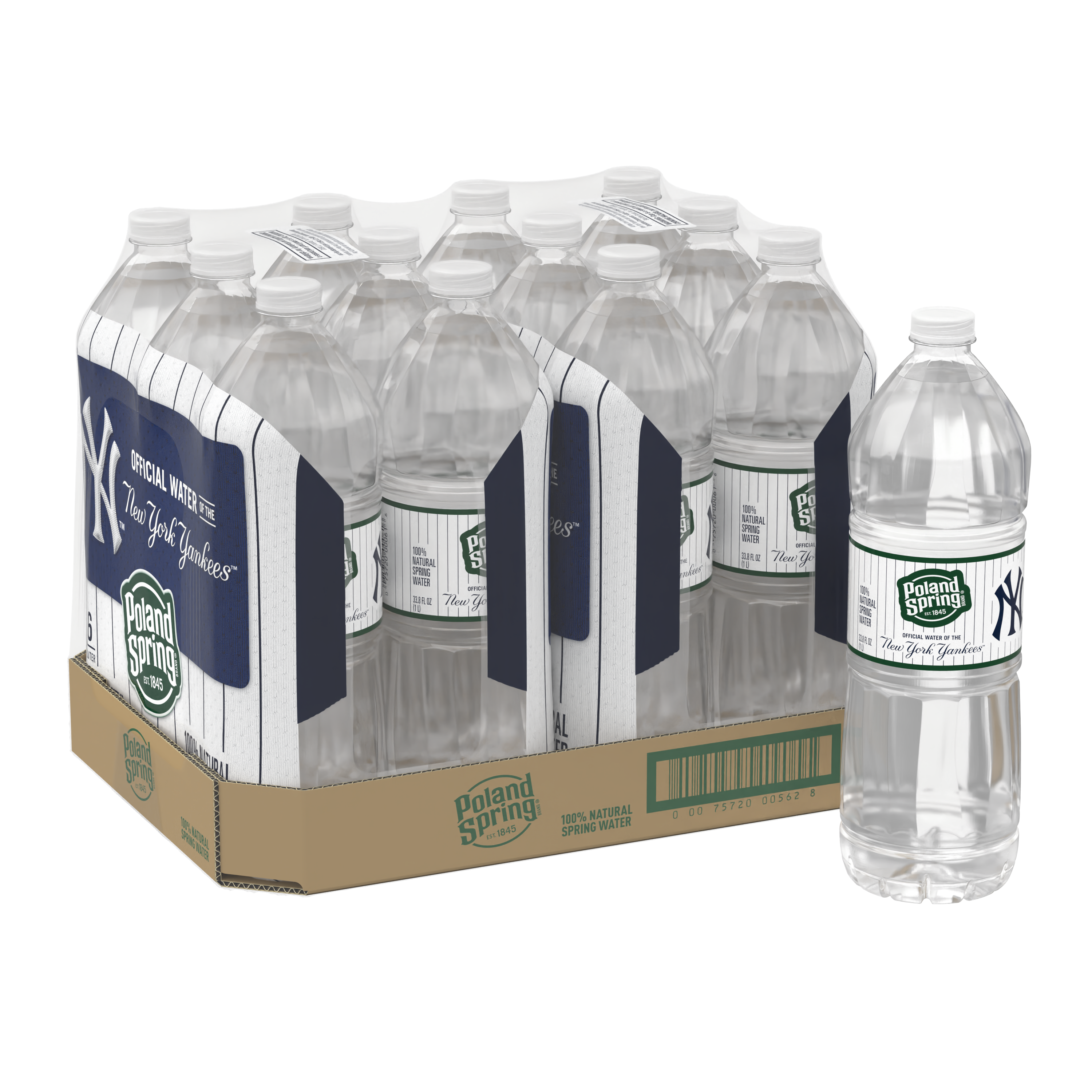 Poland Spring® Maine Spring Water 1 Liter, New York Yankees™ Pinstripes (12 Pack)