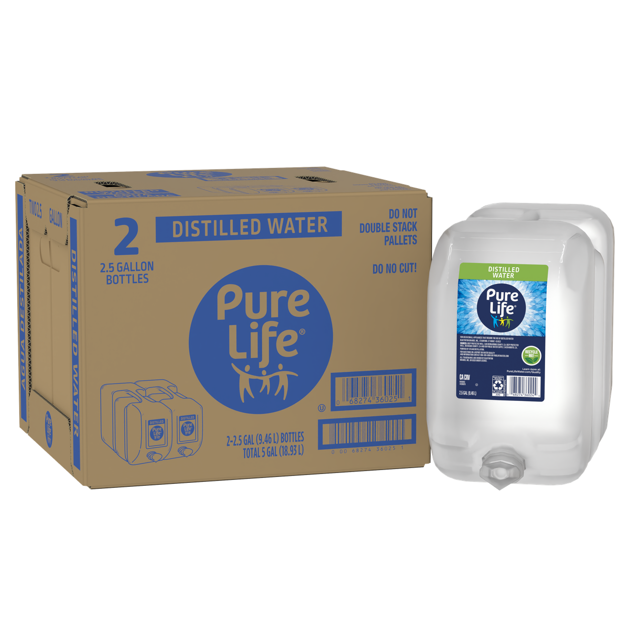 Pure Life® Distilled Water  2.5 Gallon - Bottle - Case of 2