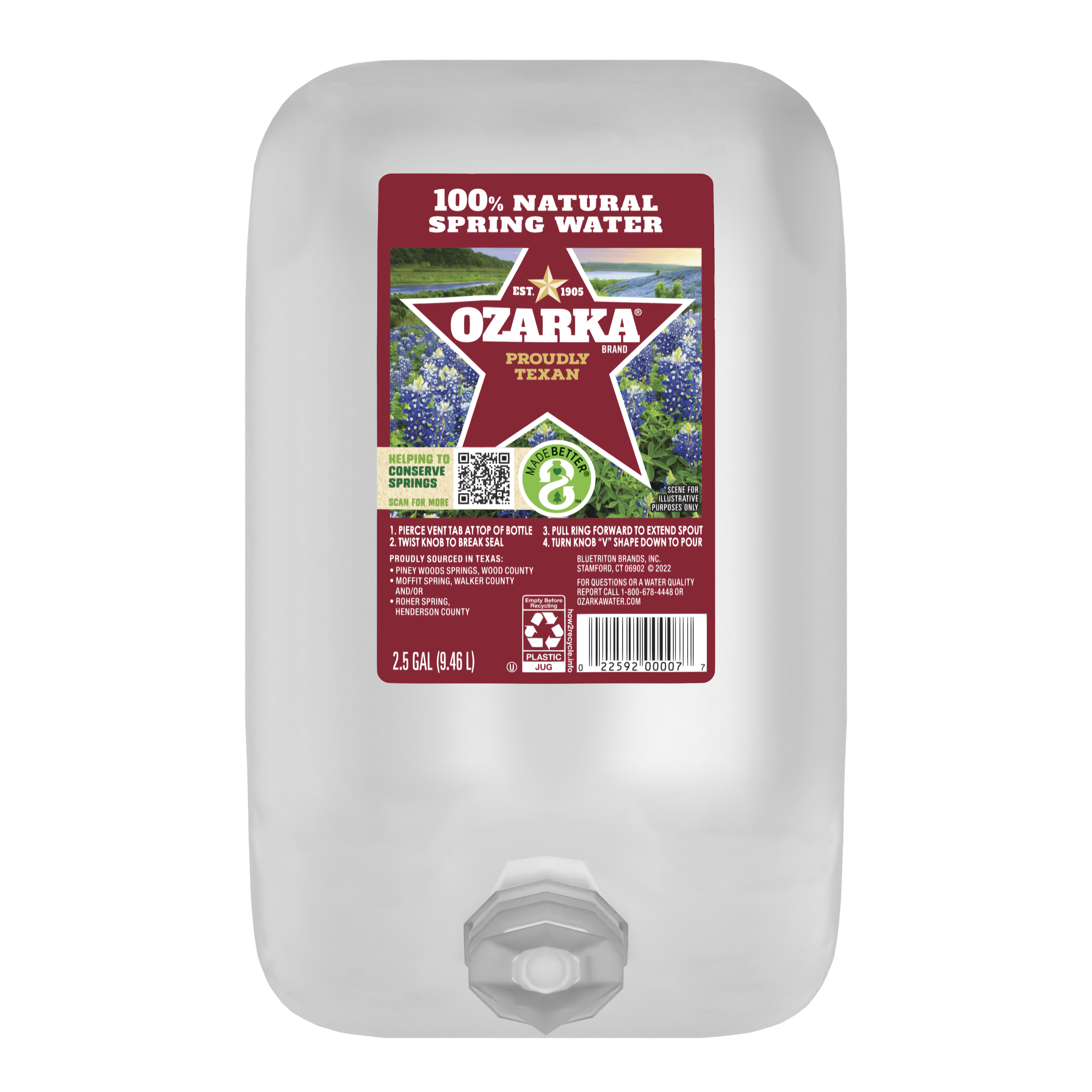 Ozarka® Spring Water 2.5 Gallon - Bottle - Case of 2