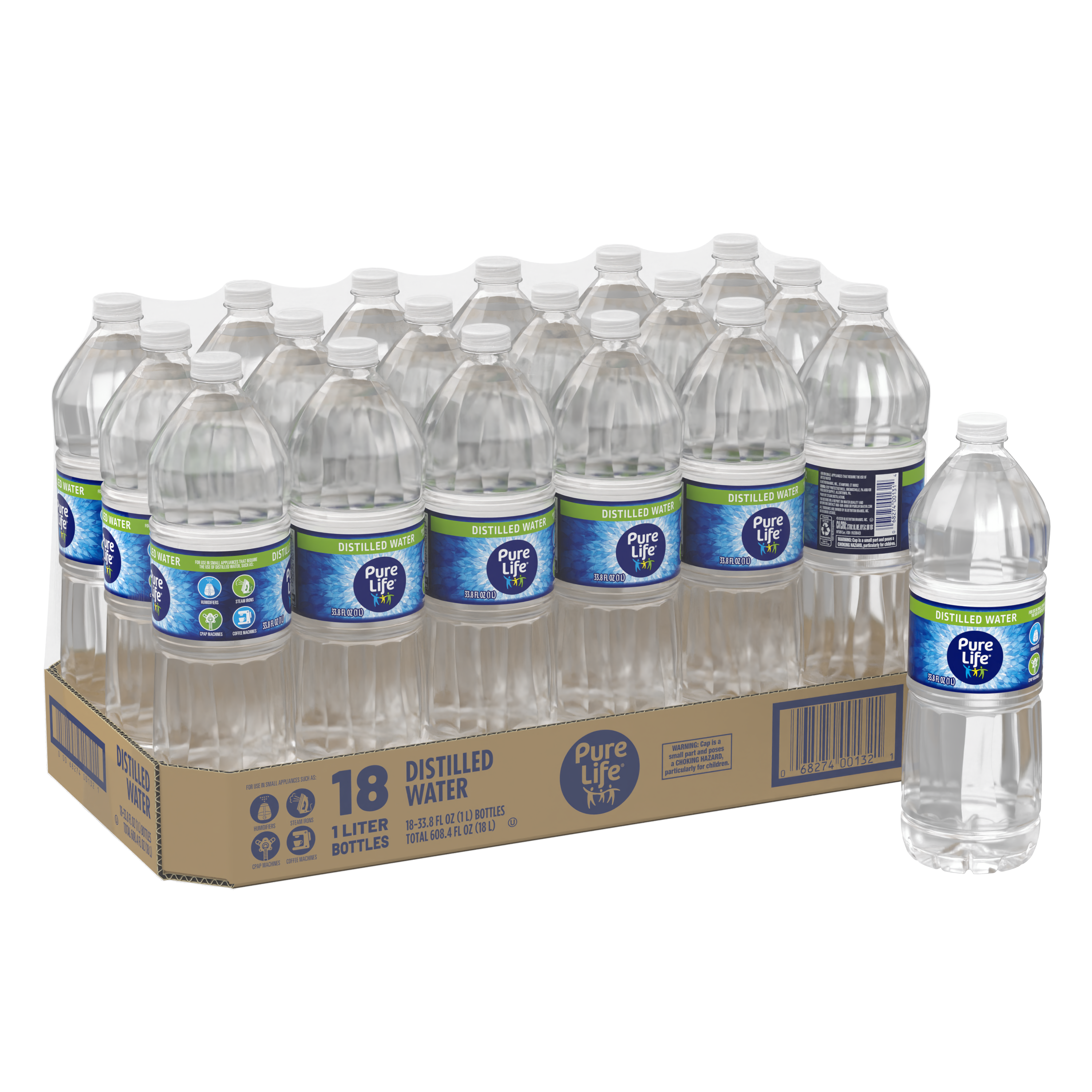 Pure Life® Distilled Water - 1L (33.8oz) - Pack of 18