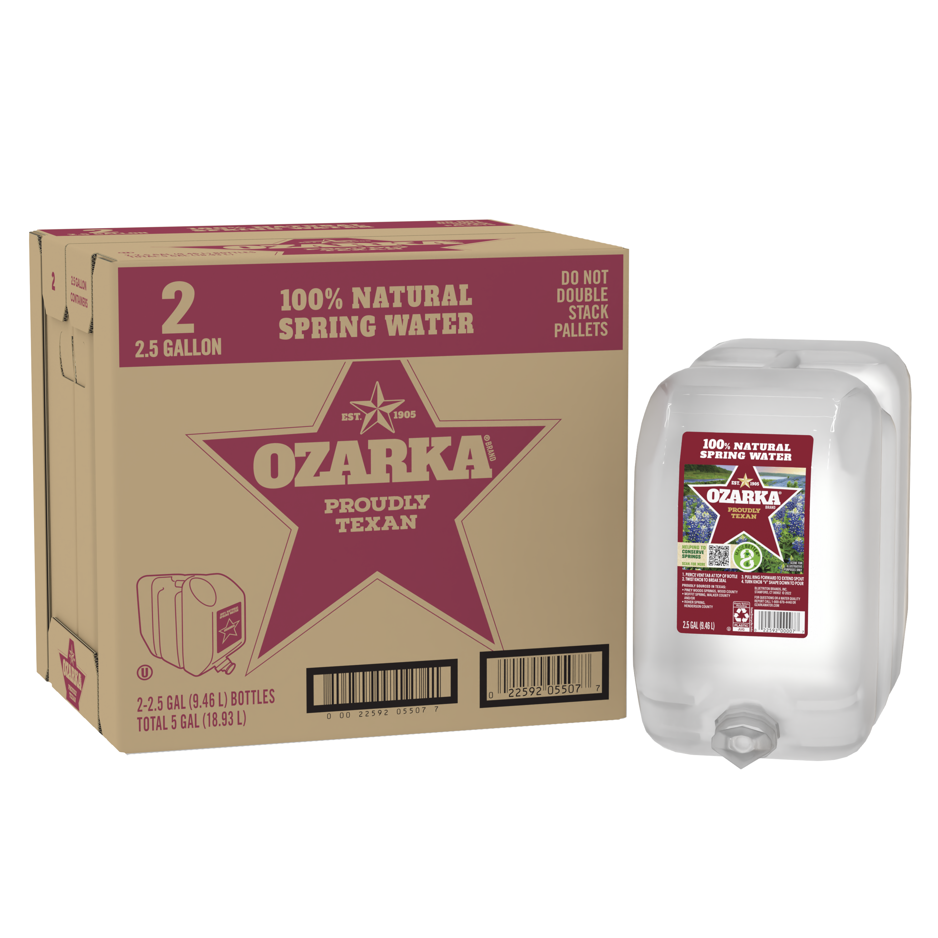 Ozarka® Spring Water 2.5 Gallon - Bottle - Case of 2