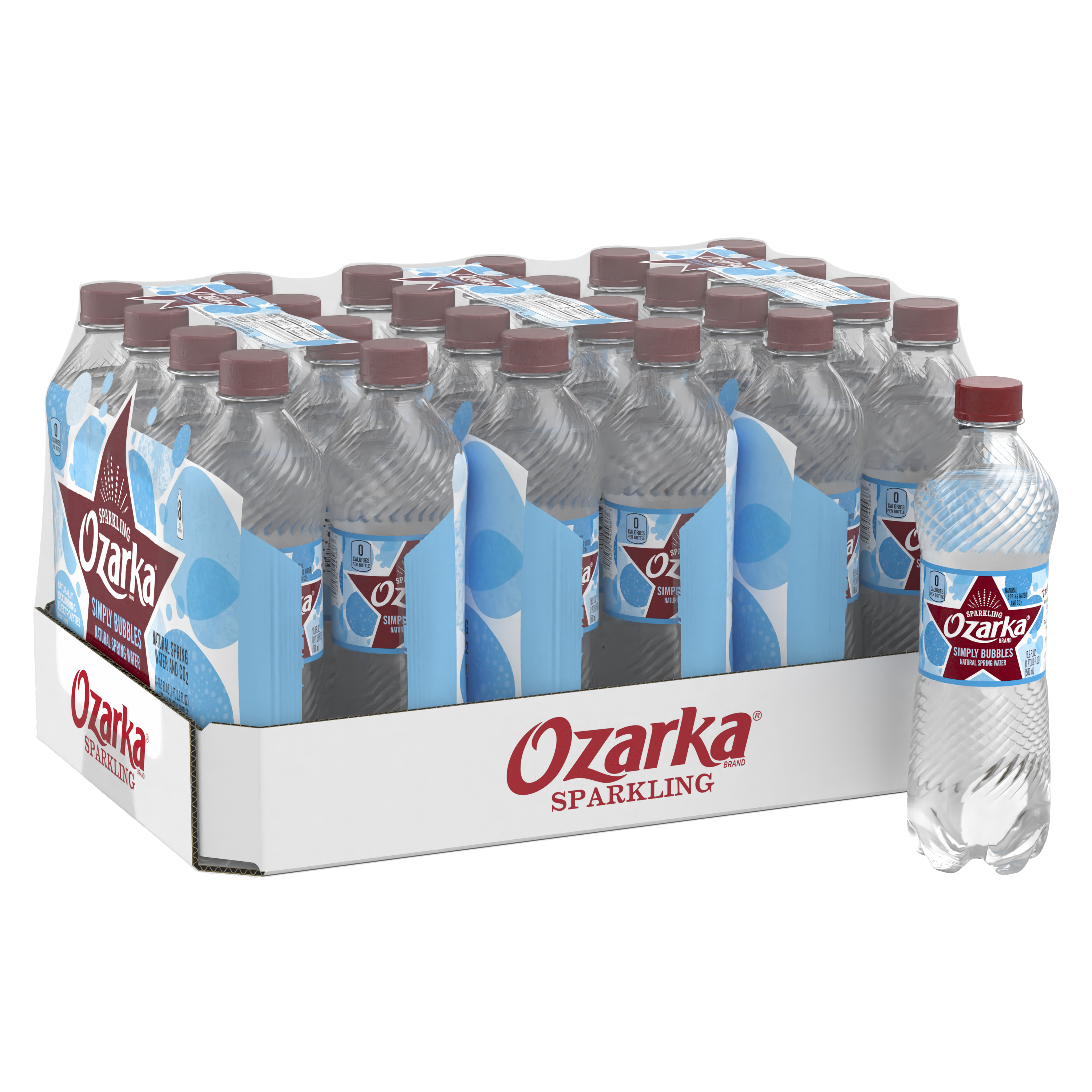 Ozarka Sparkling Water, Simply Bubbles, 16.9 oz. Bottles (Pack of 24)