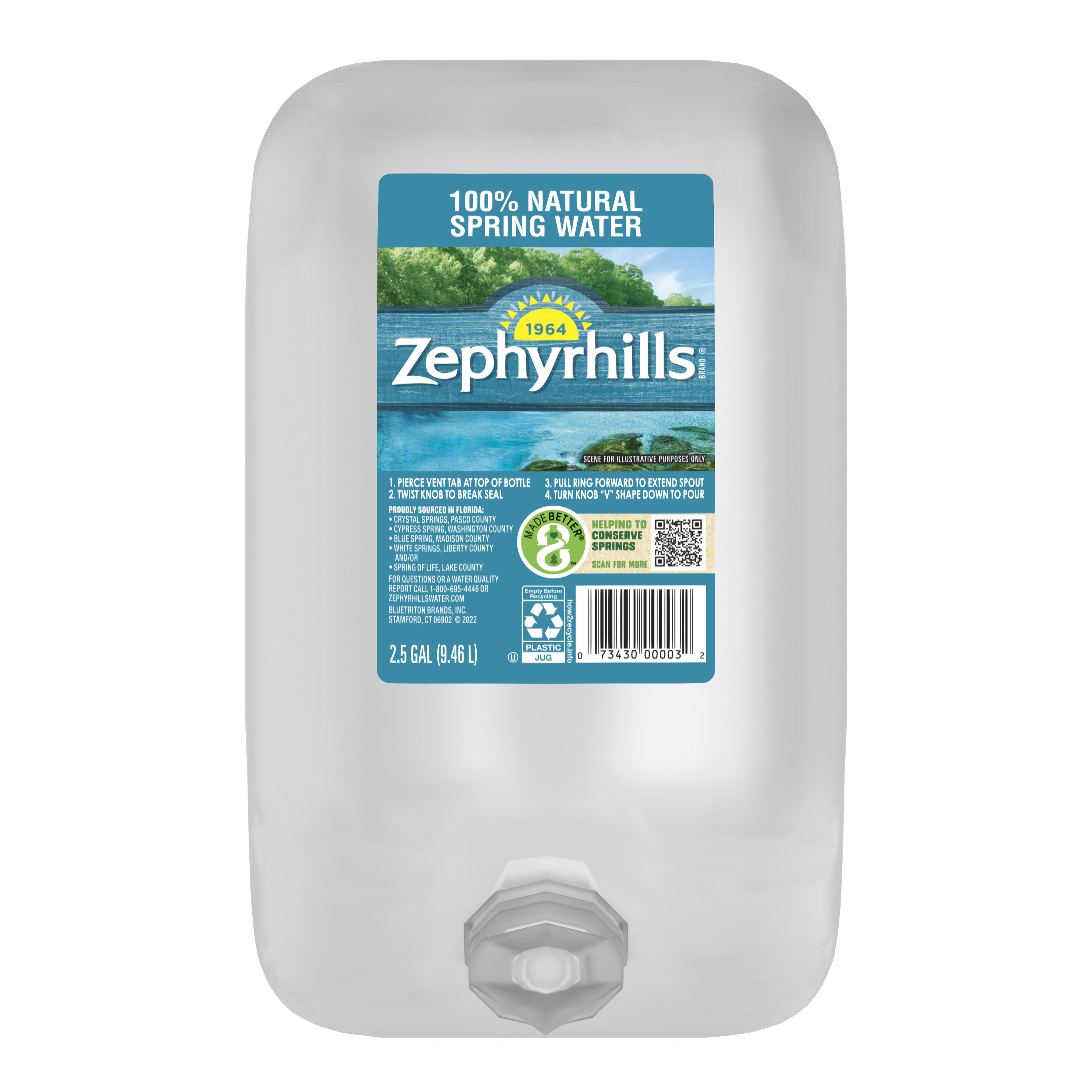 Zephyrhills® Florida Spring Water - 2.5 Gallon - Bottle - Case of 2